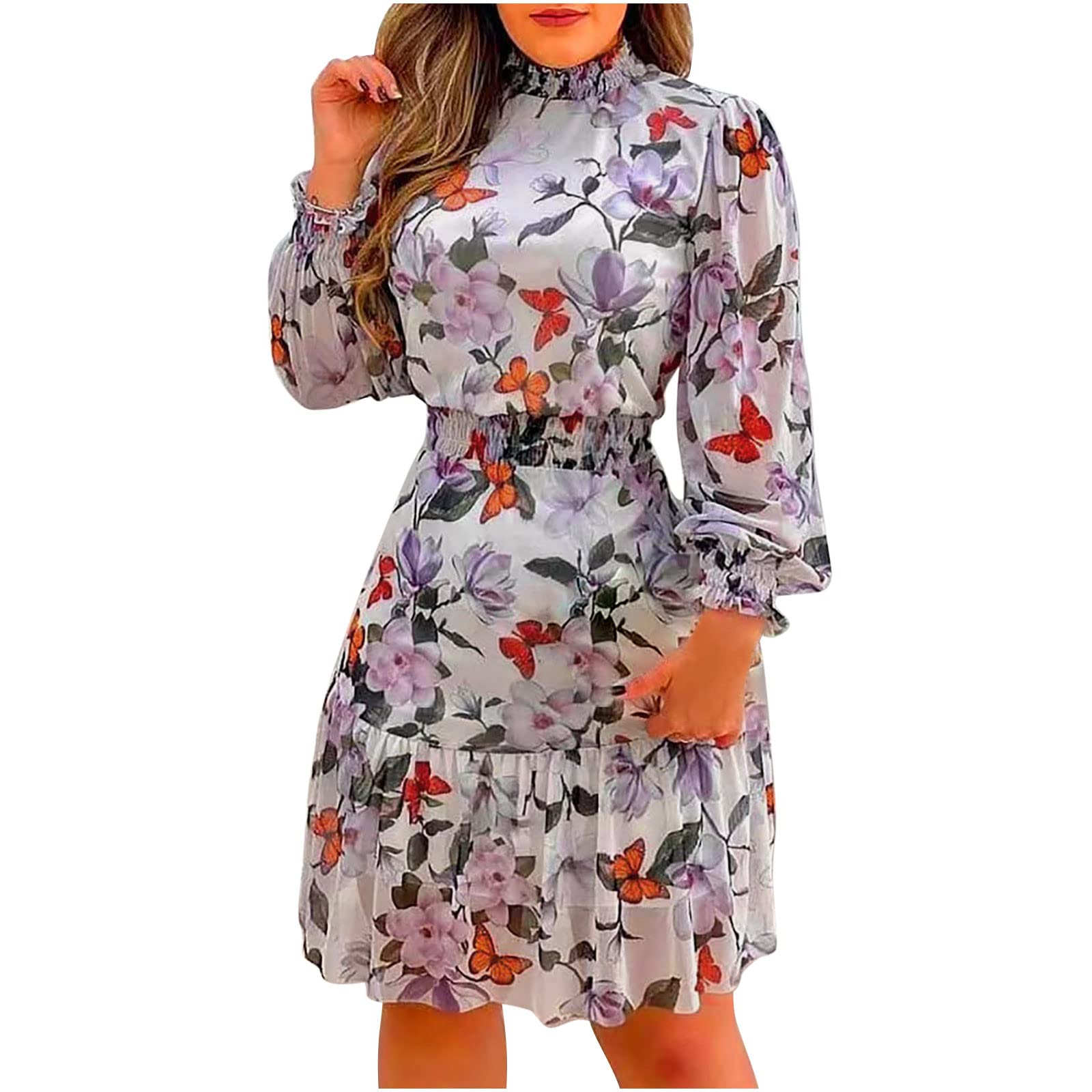 Floral Tie-Front Ruffle Mini Dress with Pockets & Sweetheart Neckline | Women's Summer Casual Dress for Beach, Date Night & Outdoor Parties