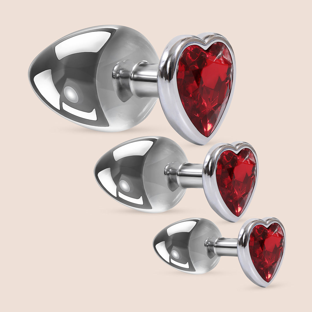 Premium 3-Piece Gem Anal Plug Set for Women & Men – Stainless Steel Jeweled Butt Plugs for Beginners & Advanced Users | Perfect for Sensual Play, Couples Fun & BDSM Exploration