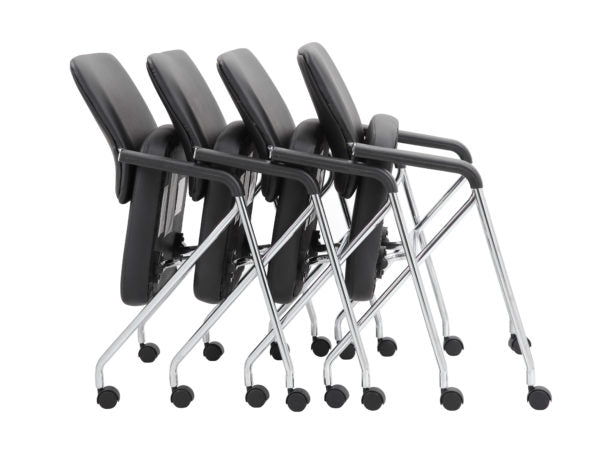Boss Black Caressoft Plus Training Chair with Chrome Frame - Set of 2 (B1800) | Ergonomic Office Chair for Conference Rooms & Training Centers