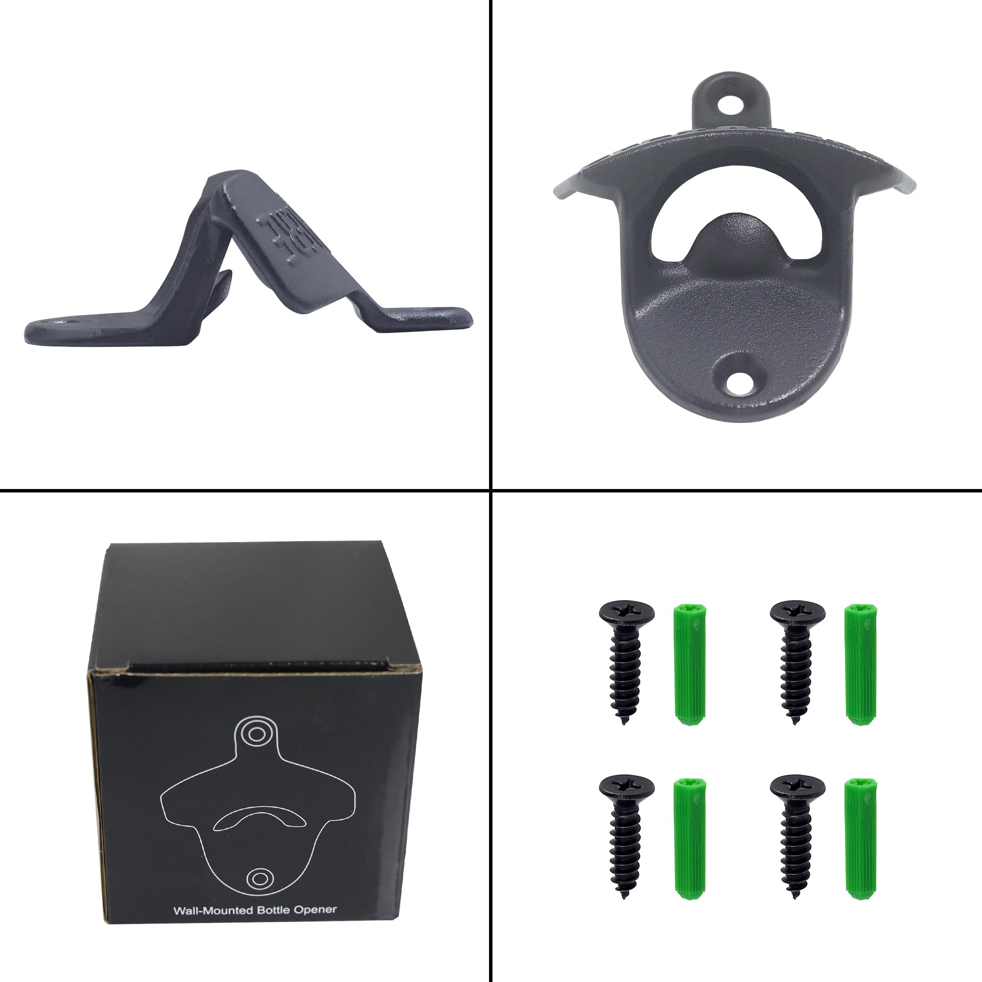 **Black Magnetic Wall Mount Beer Bottle Opener - Built-in Magnets to Catch Caps - Rustproof & Durable (Pack of 2) - Perfect for Bars, Kitchens, and Outdoor BBQs**
