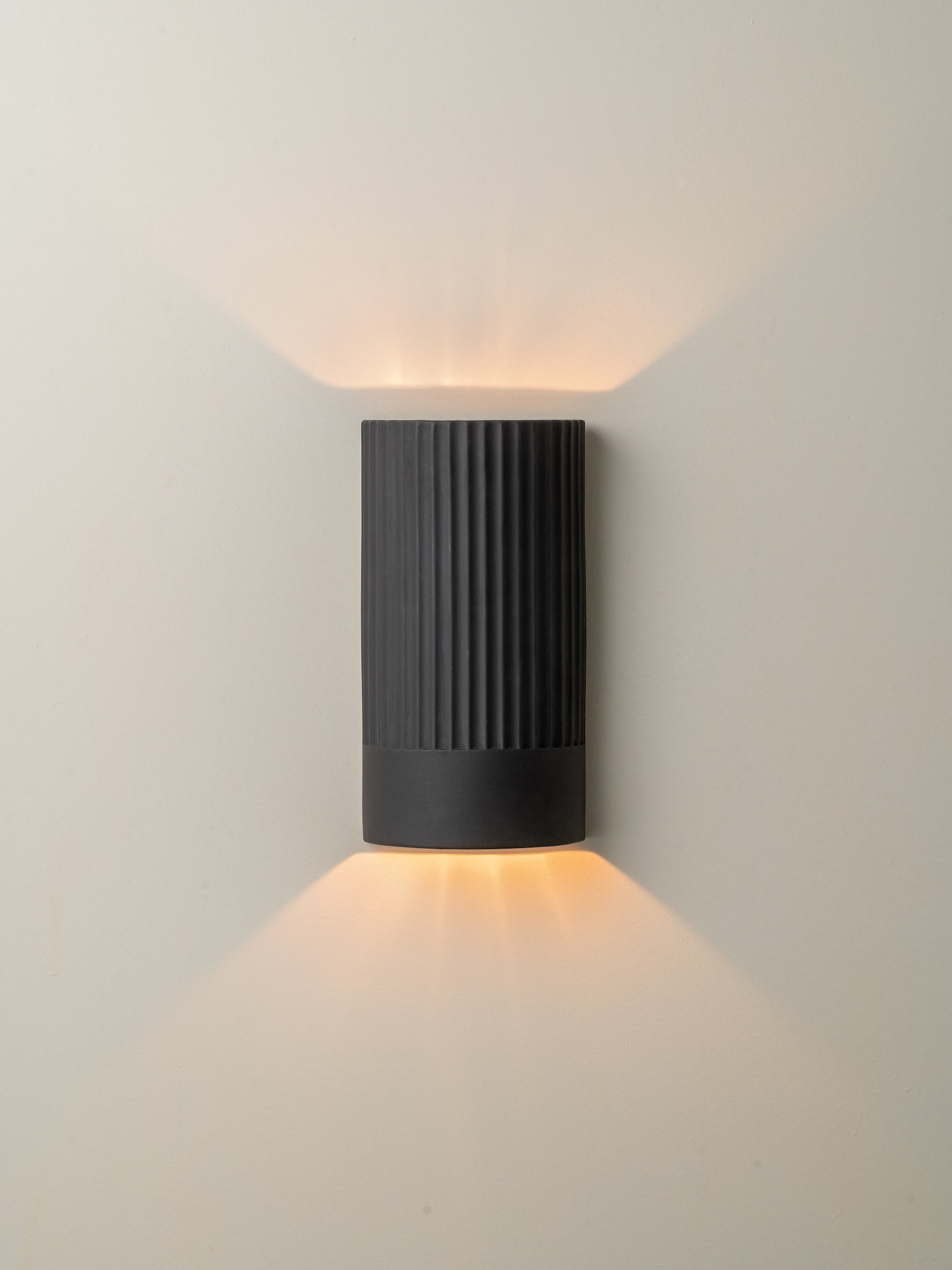 Nitara Chocolate Ribbed Concrete Wall Light - Modern Industrial Sconce for Living Room, Bedroom, and Outdoor Decor