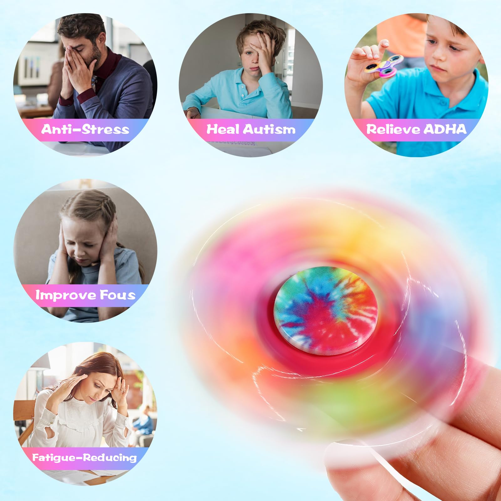 SCIONE 6-Pack Pop Fidget Spinners - Sensory Fidget Toys for Kids Ages 8-12, ADHD & Autism Stress Relief Toys for Toddlers - Classroom Prizes, Birthday Gifts & Anxiety Relief for Adults | Perfect for School, Office & Travel