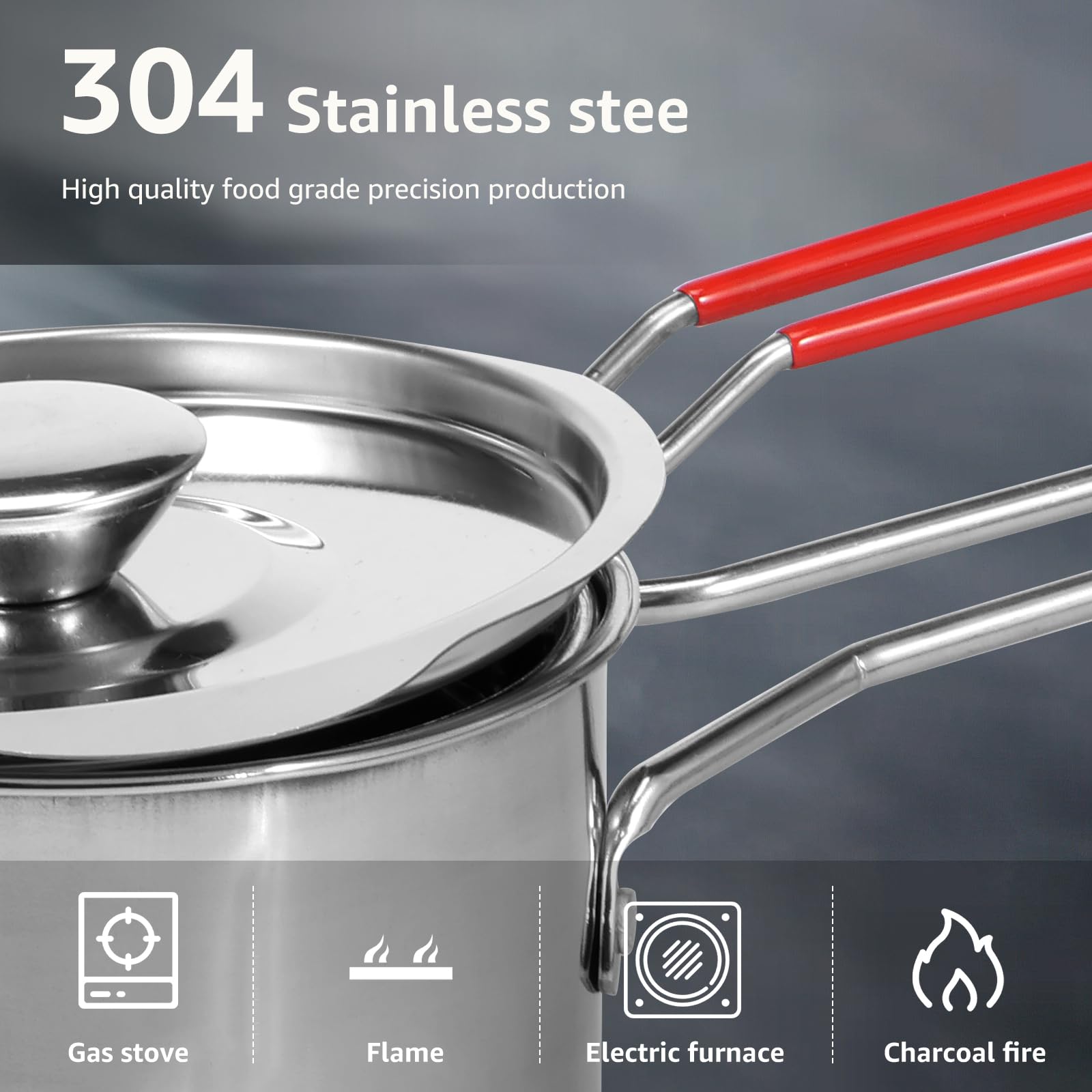 Mini Stainless Steel Deep Fryer Pot with Handle & Strainer Basket - Small Oil Fryer for Home Kitchen | Food Grade Deep Fryer with Lid | Perfect for Frying Fish, Shrimp, Chicken, French Fries | Portable Cooking Pot for Camping & Outdoor Use (3)