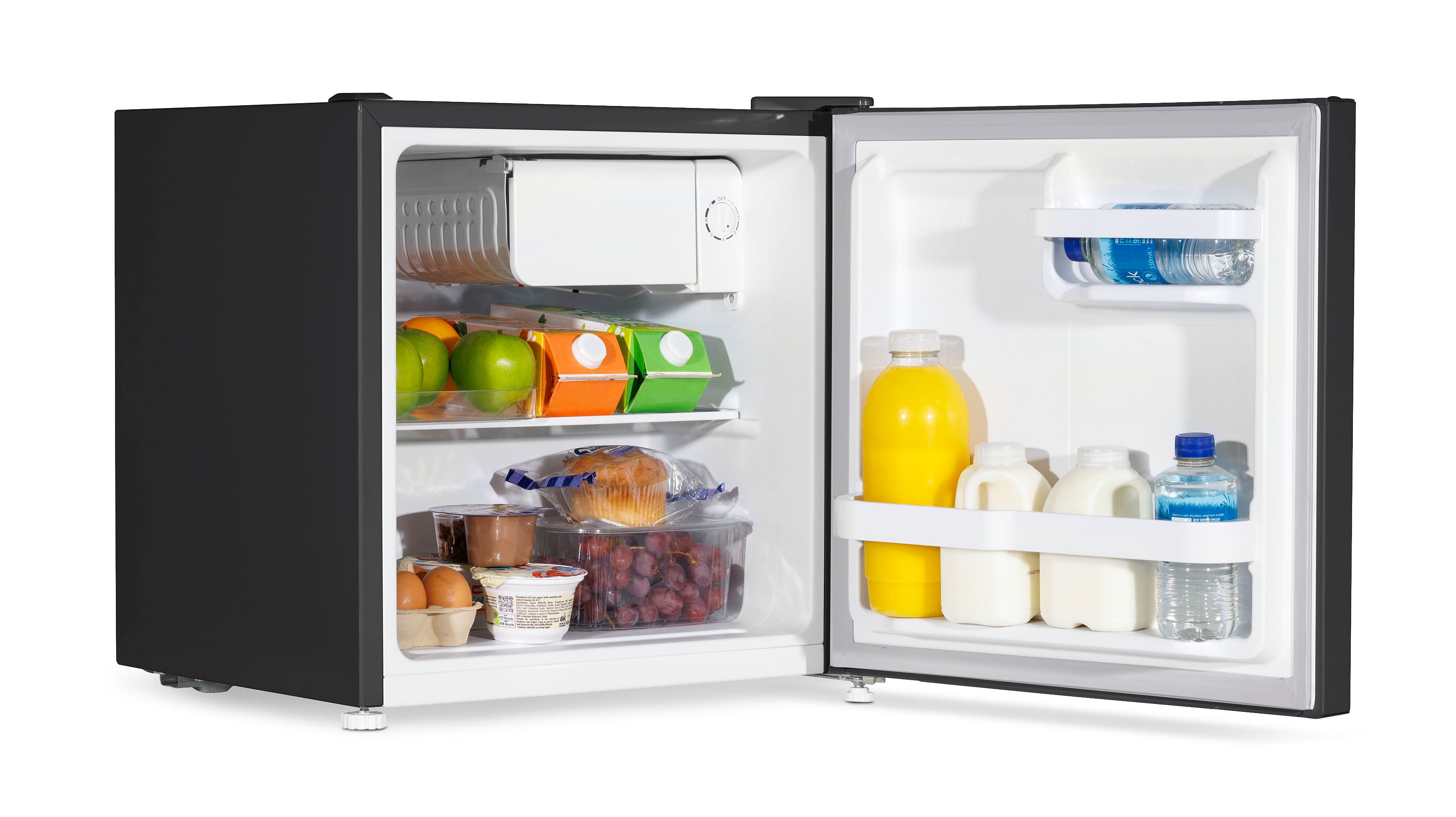 Baridi 46L Mini Fridge with Freezer Compartment - Adjustable Temperature Thermostat - Perfect for Dorm, Office, Bedroom & Small Spaces - Compact Tabletop Refrigerator for Beverages, Snacks & Beauty Products