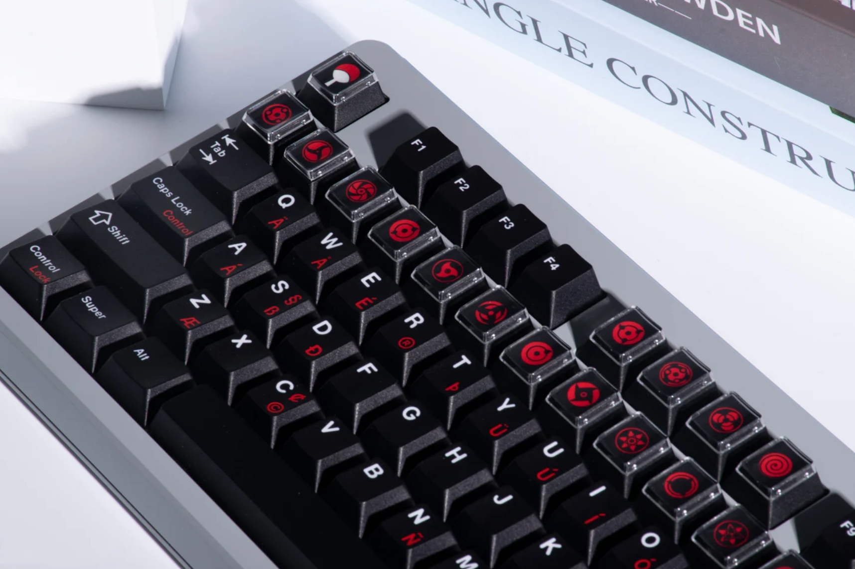 Naruto Sharingan 18-Piece Custom Keycap Set - Heat Sublimated Transparent Keycaps for Mechanical Keyboards | Perfect for Gaming, Typing & Anime Fans