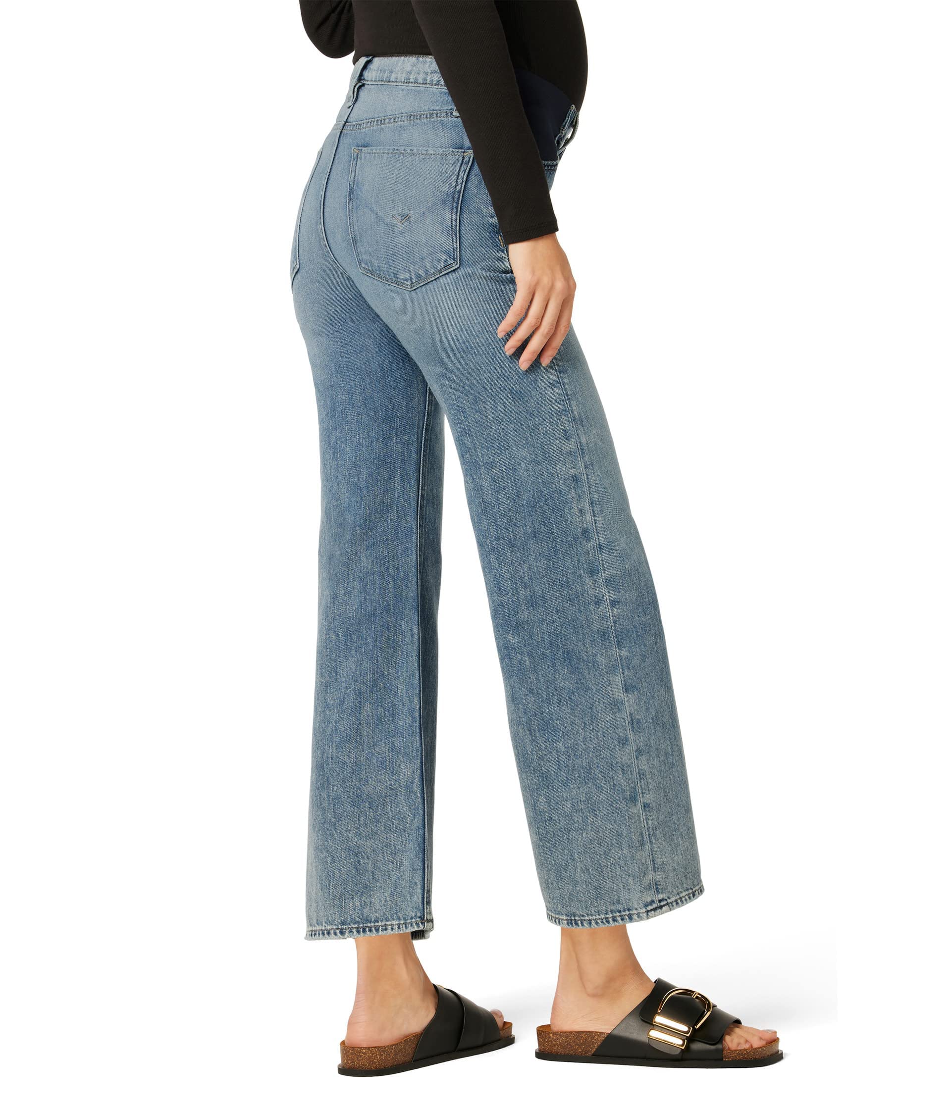 HUDSON Women's Rosie High Rise Wide Leg Cropped Maternity Jeans - Comfortable Stretch Denim Pants for Pregnancy & Postpartum - Perfect for Work, Casual Outings & Everyday Wear