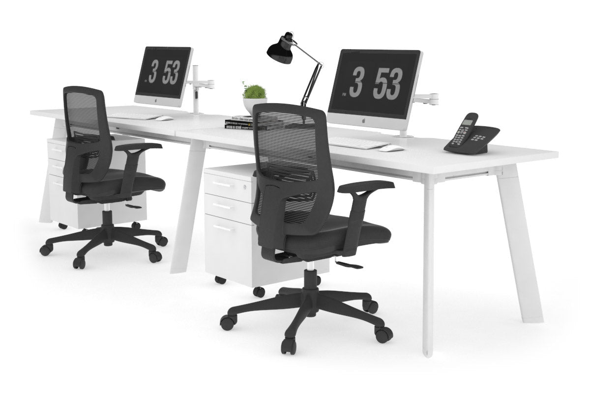 2 Person Office Workstation Desk with Cable Management - 1200L x 800W Switch Workstation for Shared Workspaces | Perfect for Home Office & Coworking Spaces