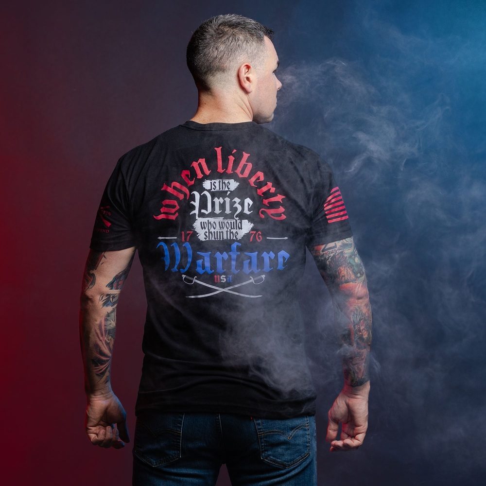 Liberty Is The Prize T-Shirt - Black Cotton Graphic Tee for Men & Women | Patriotic American Flag Shirt for Independence Day & Political Events