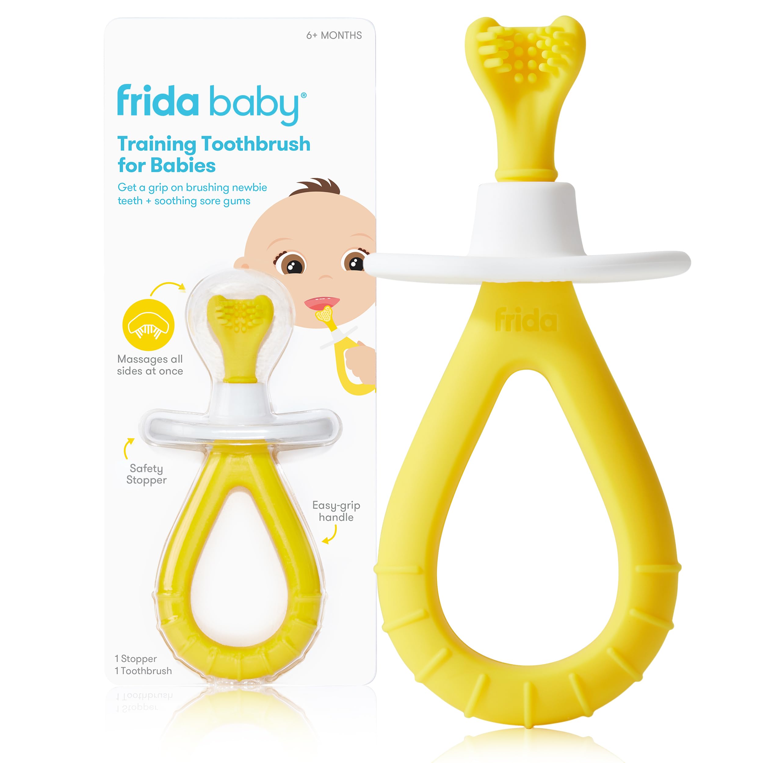 Frida Baby Soft Silicone Finger Toothbrush for Infants & Toddlers 3M+ | Gentle Teething Training Brush | Easter Basket Stuffer & Baby Shower Gift | Perfect for First Teeth Cleaning & Oral Care
