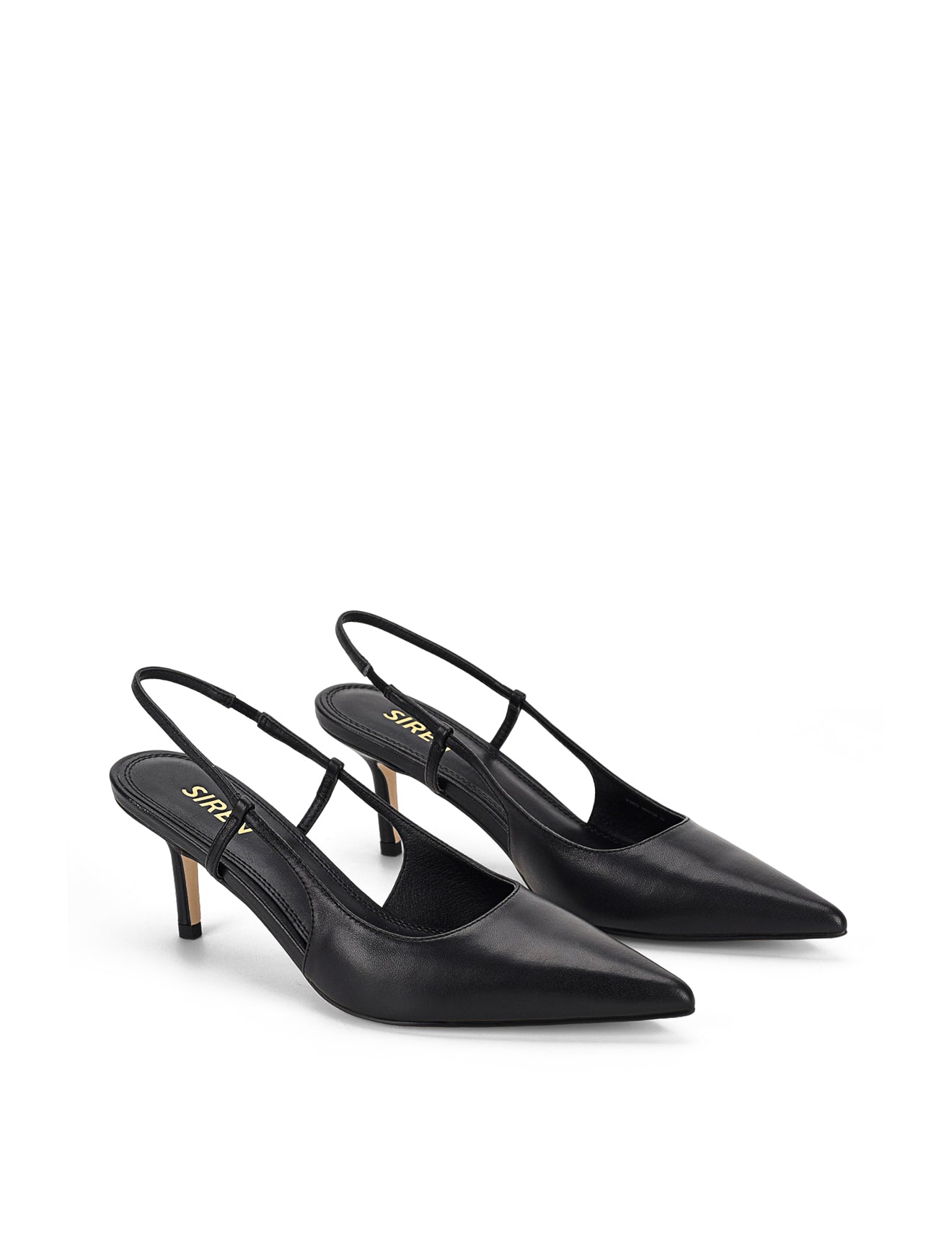 Yohana Women's Black Leather Heeled Slingback Sandals - Comfortable Dress Shoes for Work, Party & Special Occasions
