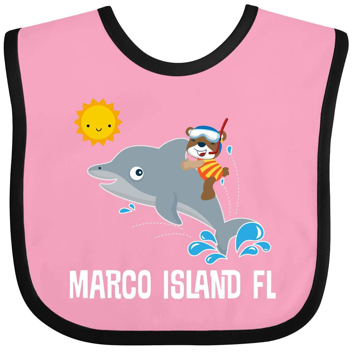 Inktastic Marco Island Florida Vacation Baby Bib - Cute & Durable Drool Bib for Infants & Toddlers - Perfect for Beach Trips, Family Outings & Everyday Use