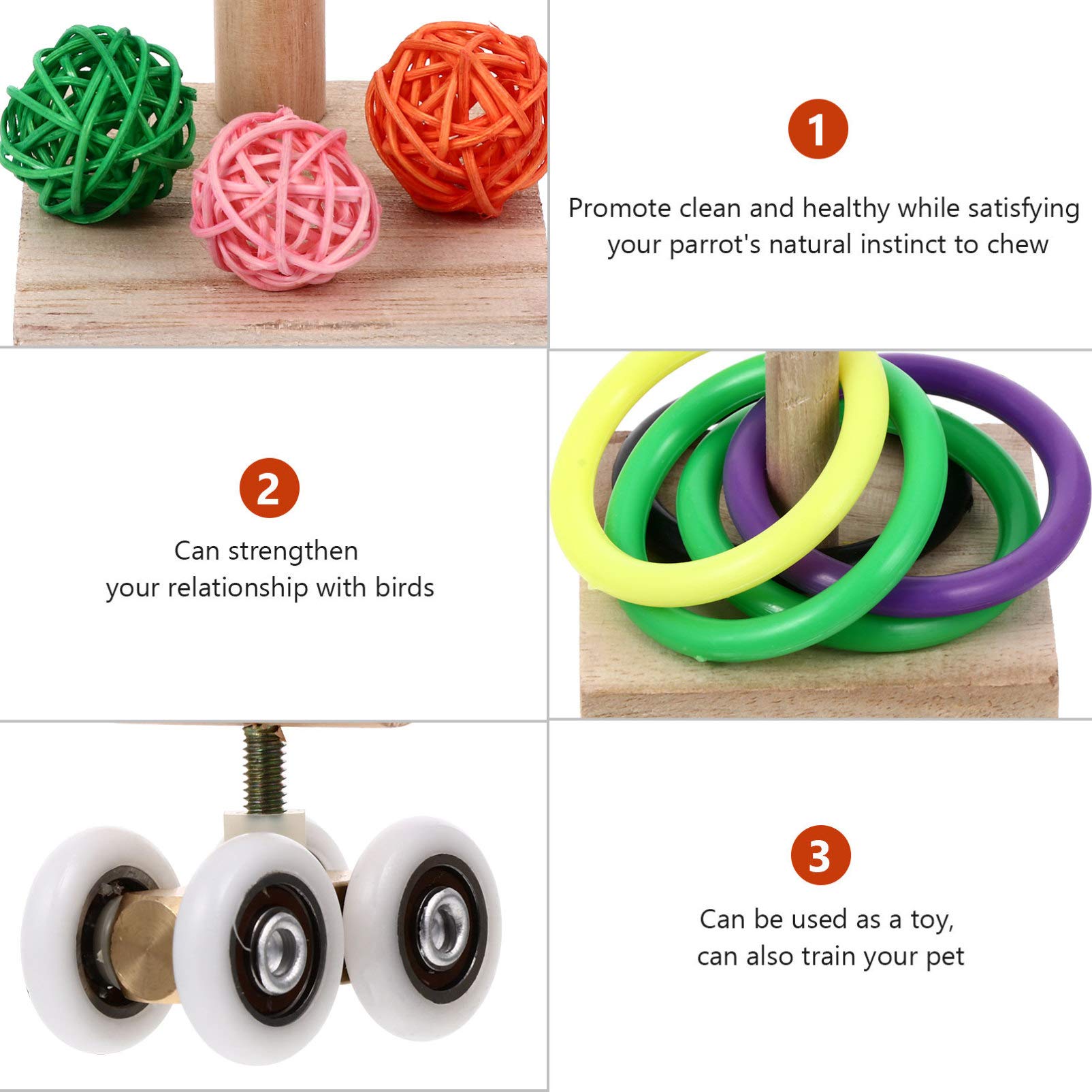 TEHAUX 3 Sets Parrot Training Toys - Interactive Stacking Rings & Foraging Puzzle Toys for Birds, Cockatiels, Parakeets - Mental Stimulation & Exercise Toys for Small to Medium Pet Birds - Perfect for Cage Play, Training Sessions & Boredom Relief - Great for Bonding Time & Bird Enrichment Activities