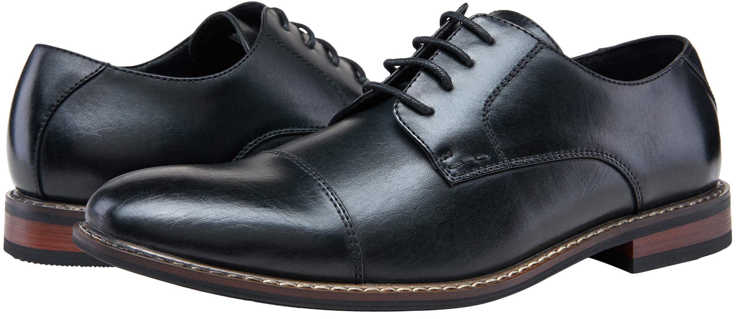 Jousen Men's Dress Cap Toe Wingtip Brogue Oxford Formal Business Derby Shoes - Premium Leather Dress Shoes for Office, Wedding & Special Occasions