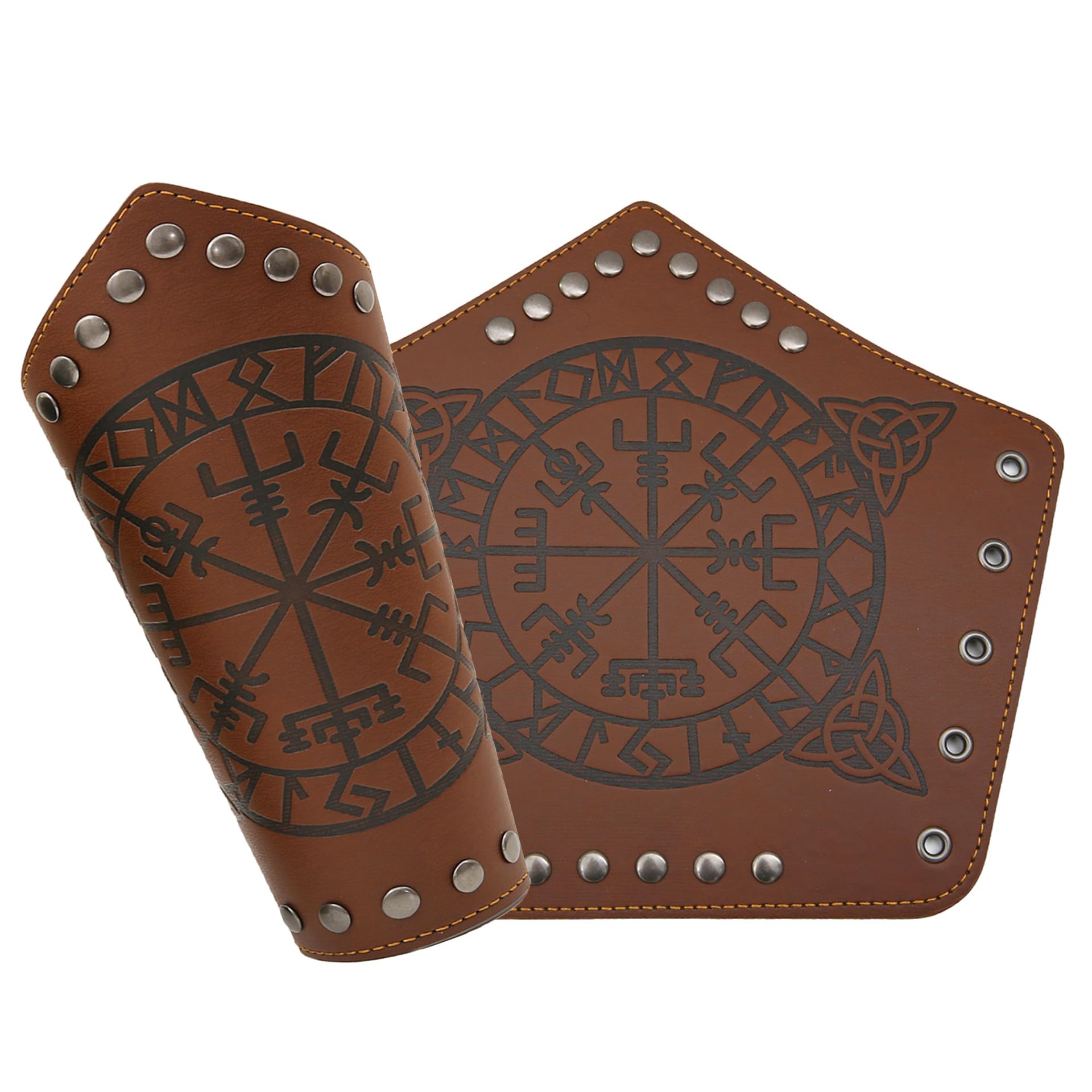 AZORA Leather Gauntlet Wristband - Medieval Bracers Armor Set with Buckle (2 Pcs) - Perfect for LARP, Cosplay, Renaissance Fairs & Historical Reenactments