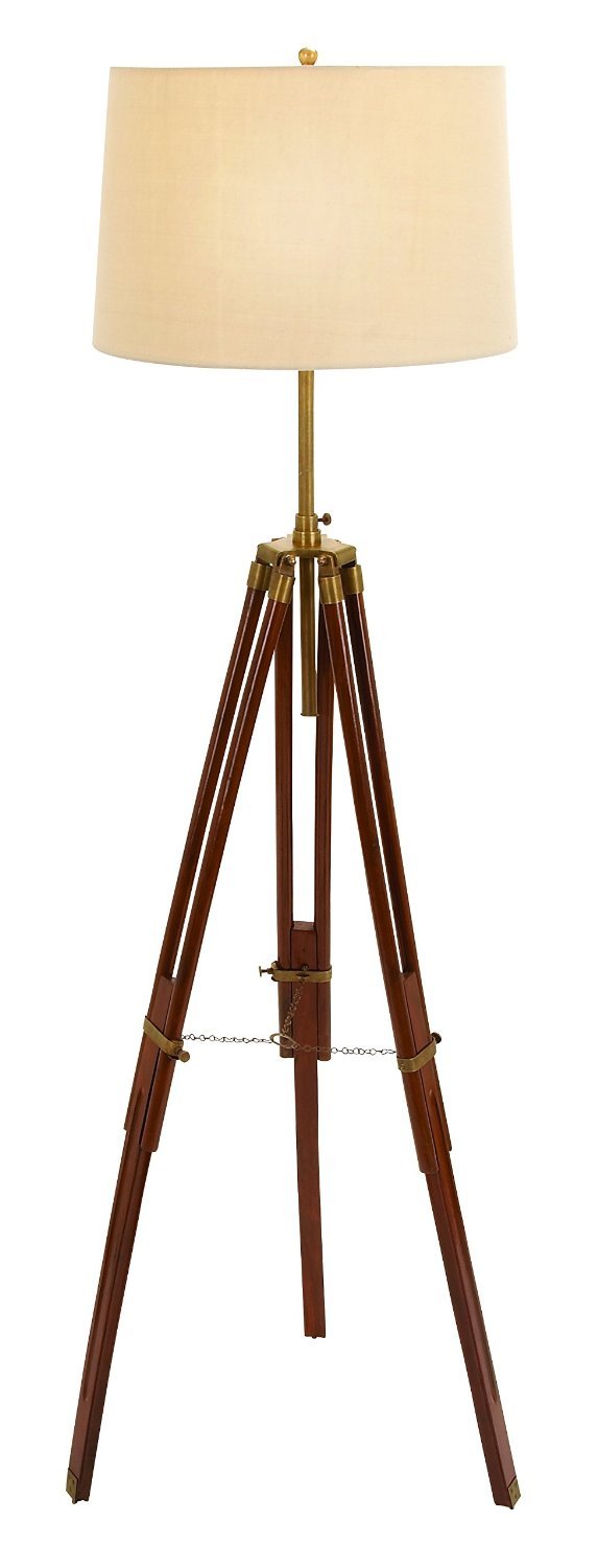 Artisan Unique Wood & Metal Tripod Floor Lamp - 66 Inch Adjustable Standing Light for Living Room, Bedroom, or Office Decor
