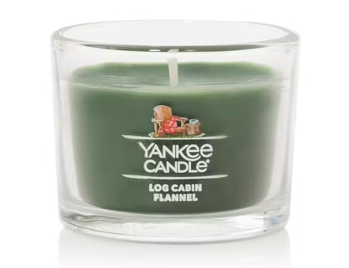 Yankee Candle Log Cabin Flannel Scented Mini Candles - 2 Pack (1.3oz Each) | Cozy Home Fragrance for Winter Nights & Cabin Decor