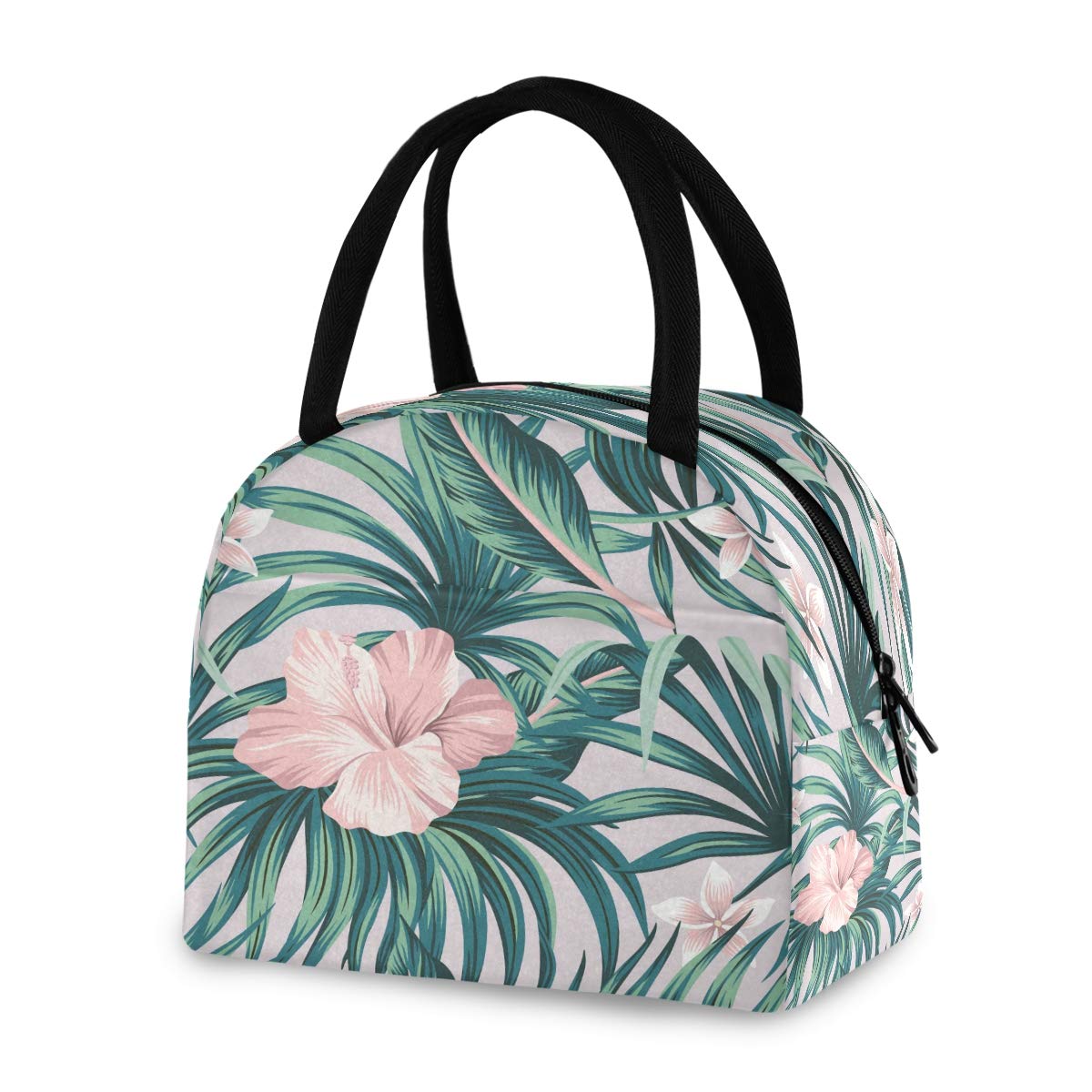 Blueangle Pink Hibiscus Insulated Lunch Bag for Women & Men - Reusable Eco-Friendly Cooler Bag with Carry Handle - Perfect for Work, School, Picnics & Outdoor Activities