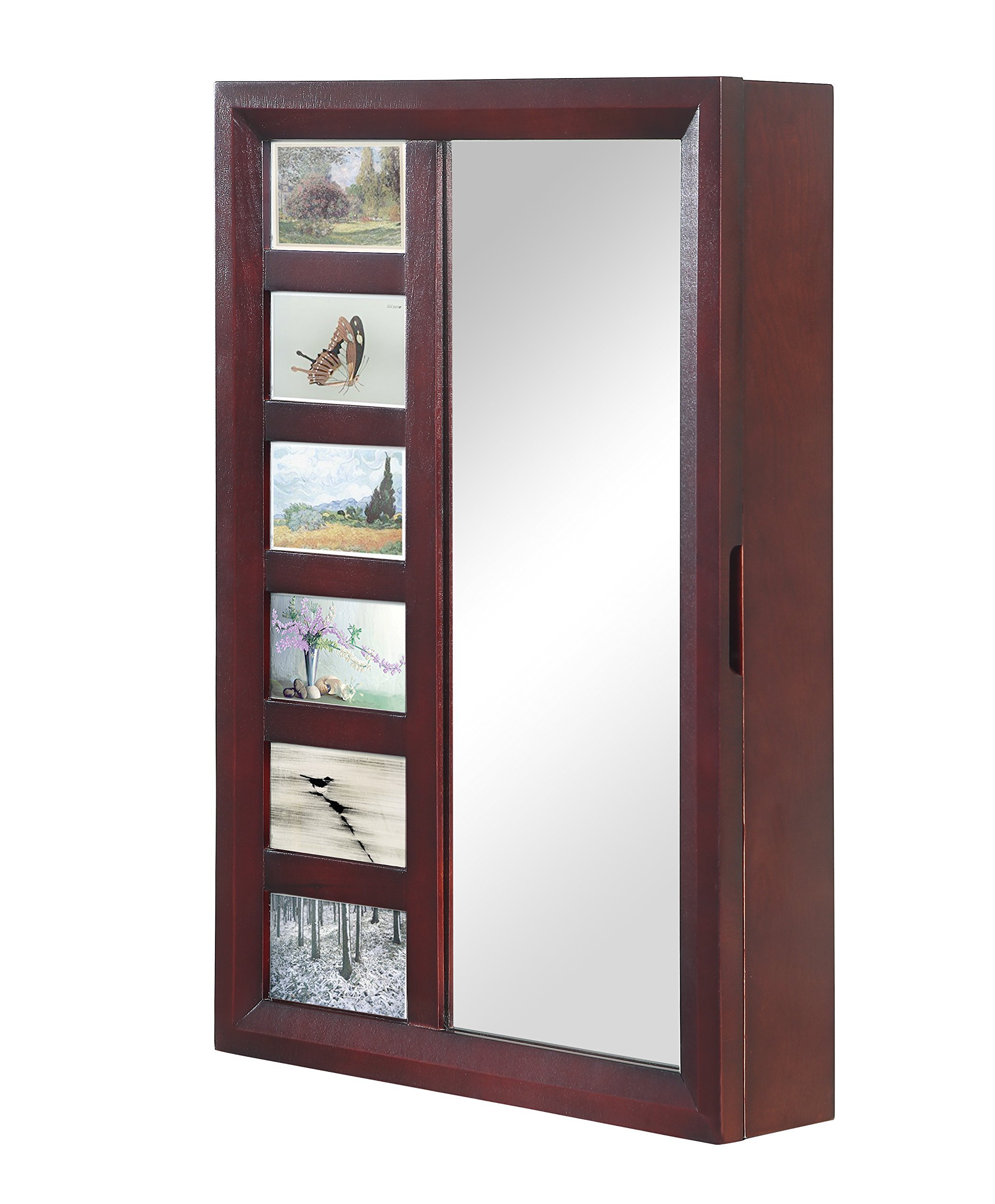 Proman Products Bellissimo Collection Jewelry Armoire - Mahogany Wood Jewelry Organizer with Mirror | Perfect for Bedroom, Closet & Gift Giving