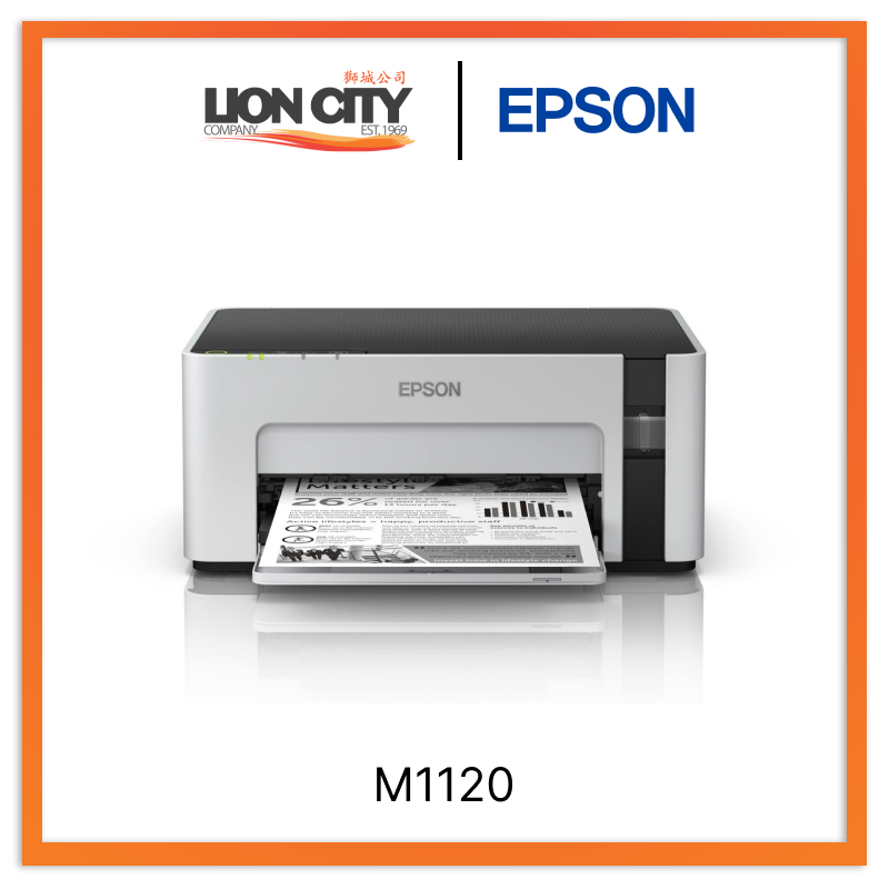 Epson EcoTank M1120 Monochrome Ink Tank Printer - Wireless, High-Yield Printing for Home & Office | Perfect for Documents, Reports & School Projects