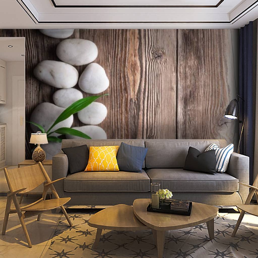 Zen Balance Stones & Bamboo Peel & Stick Wallpaper Mural - Self-Adhesive Removable Wall Decor for Living Room, Bedroom & Office - Easy DIY Home Craft Decal & Poster Sticker