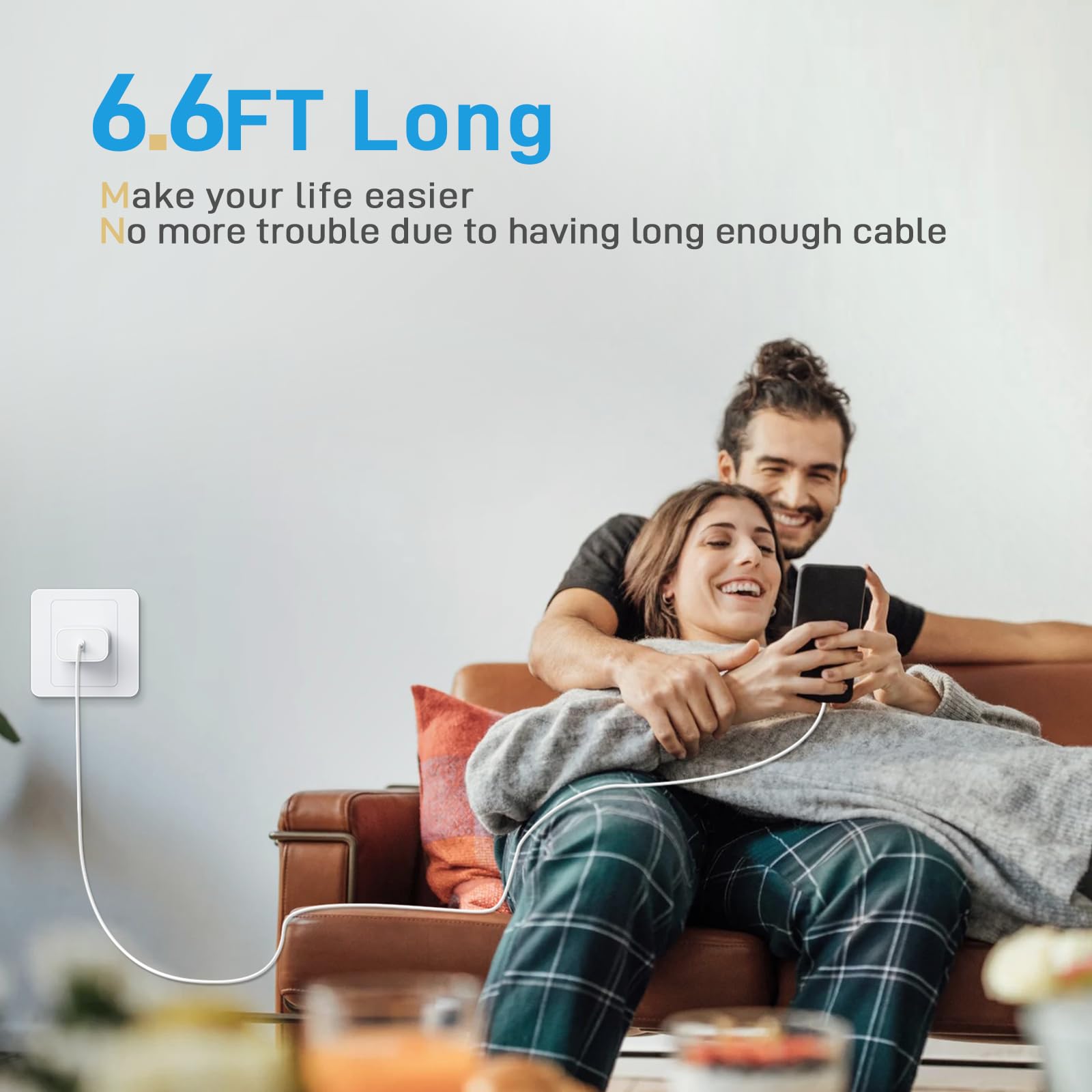 2-Pack 6.6ft USB C Fast Charging Cable with 20W USB C Wall Charger Block - Compatible with iPhone 16/15 Pro Max/15 Series, iPad Pro 12.9/11 inch, Google Pixel 8/7/6 - Fast Charging for Home, Office & Travel