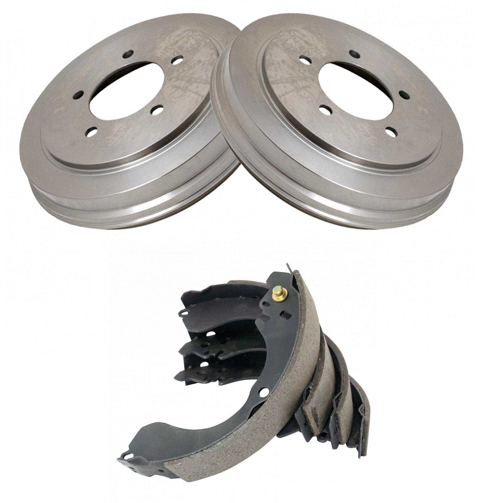 TRQ Brake Drum & Shoe Rear Set Kit - Compatible with Chrysler Dodge Jeep Vehicles - Perfect for DIY Car Repairs & Maintenance