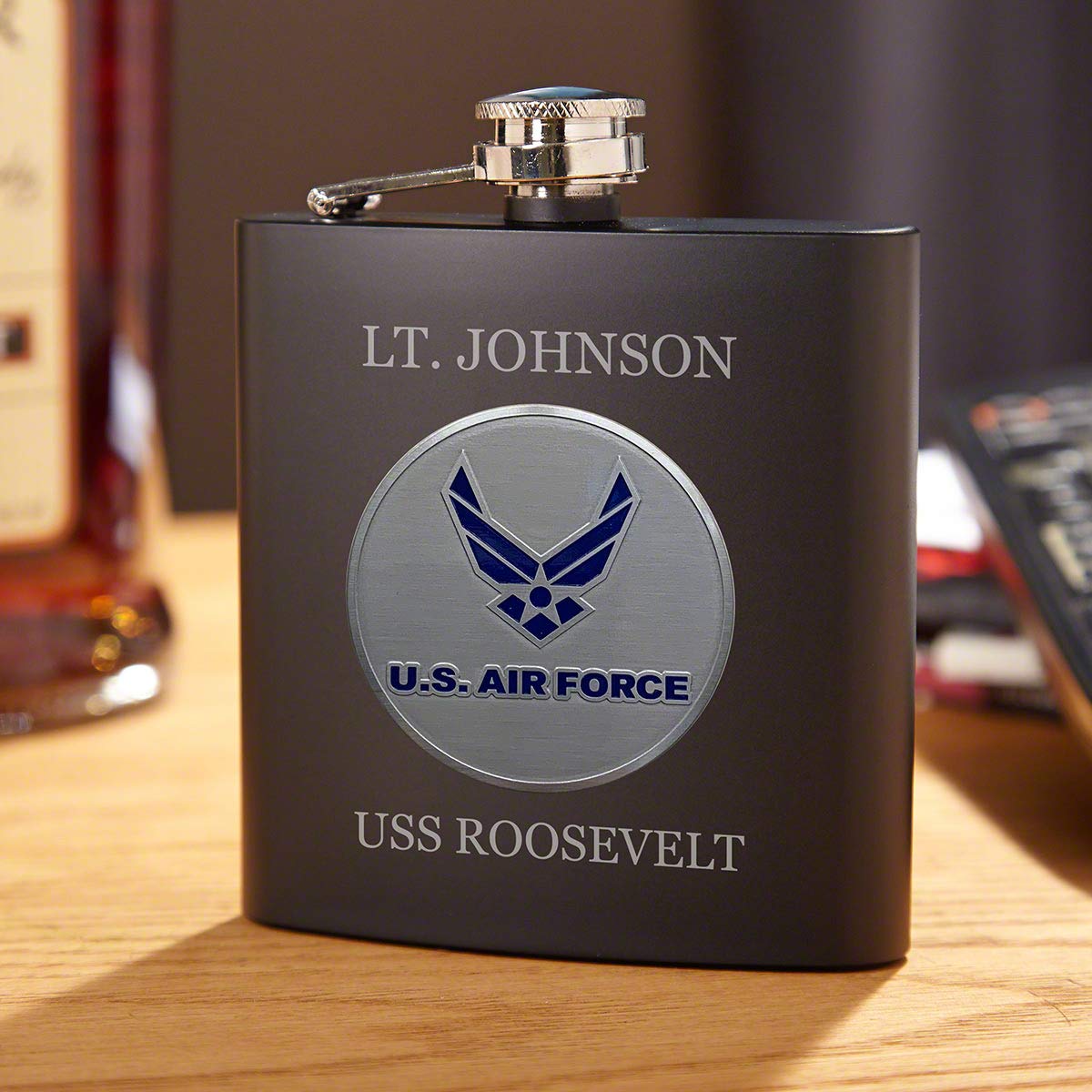 Custom Air Force Hip Flask - Personalized Engraved Stainless Steel Liquor Flask for Military Gifts, Outdoor Camping & Travel Accessories