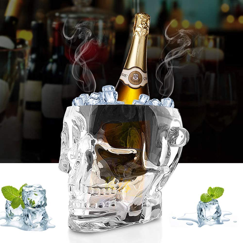 Skull Ice Bucket & Beer Barrel - Table Mount Wine Chiller for Champagne, Cocktails & Beverages | Perfect for Home Bar, Parties, Weddings, BBQ & Outdoor Gatherings