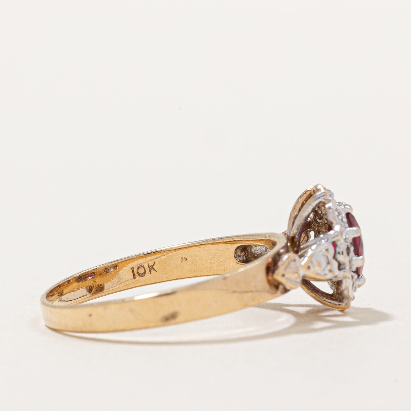 Exquisite Synthetic Ruby & Diamond Halo Ring - 0.45ct Center Stone & 0.04ctw Diamond Accents - Size 7.75 - Perfect for Engagement, Anniversary & Special Occasion Gifts