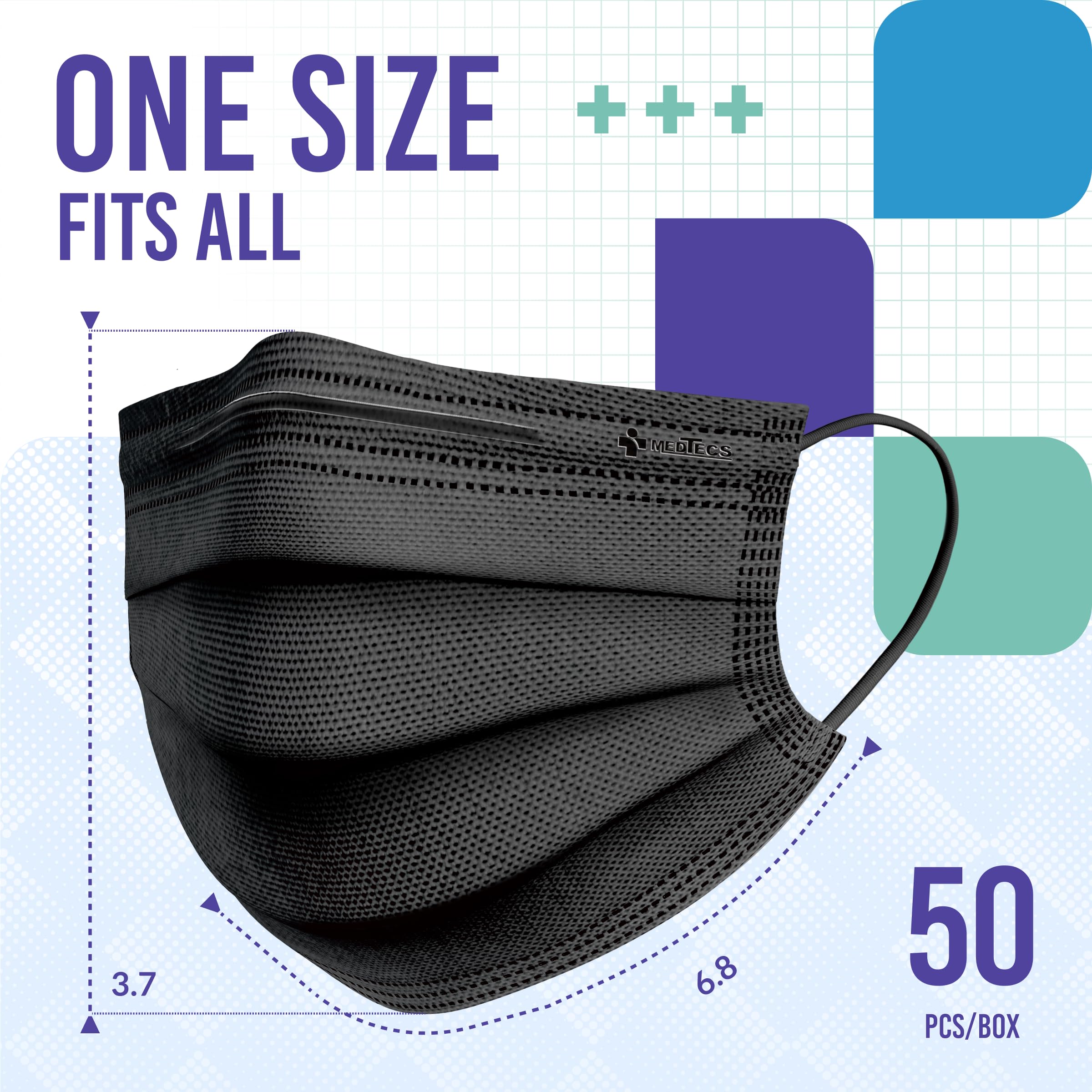 Medtecs Disposable Face Masks - 50/2000 PCS - 3-Layer Breathable Protection, ASTM Level 1 Certified - Comfortable & Safe for Daily Use, Work, Travel, and Public Safety