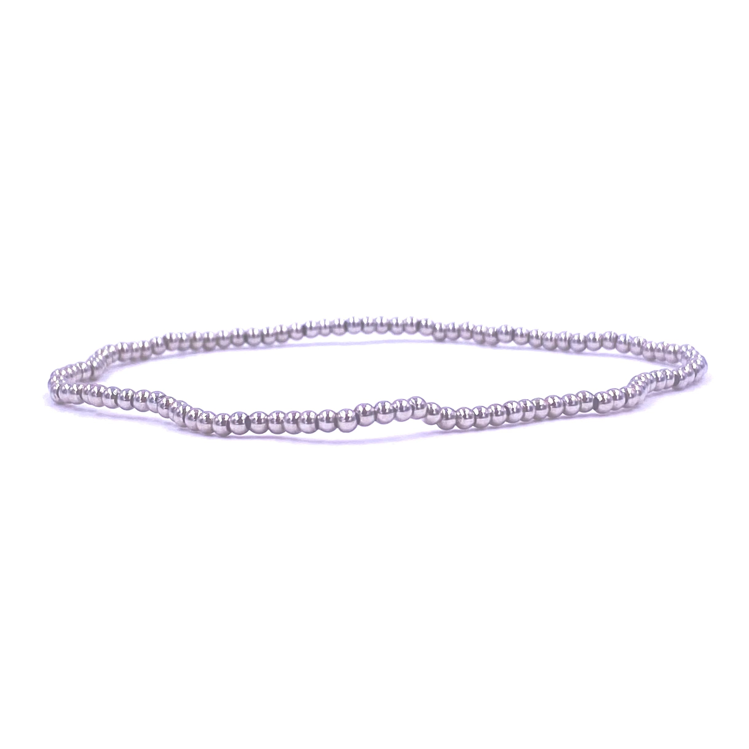 Ashley Gold Stainless Steel Ball Beaded Stretch Bracelet for Women - Elegant Adjustable Jewelry for Party, Wedding & Everyday Wear