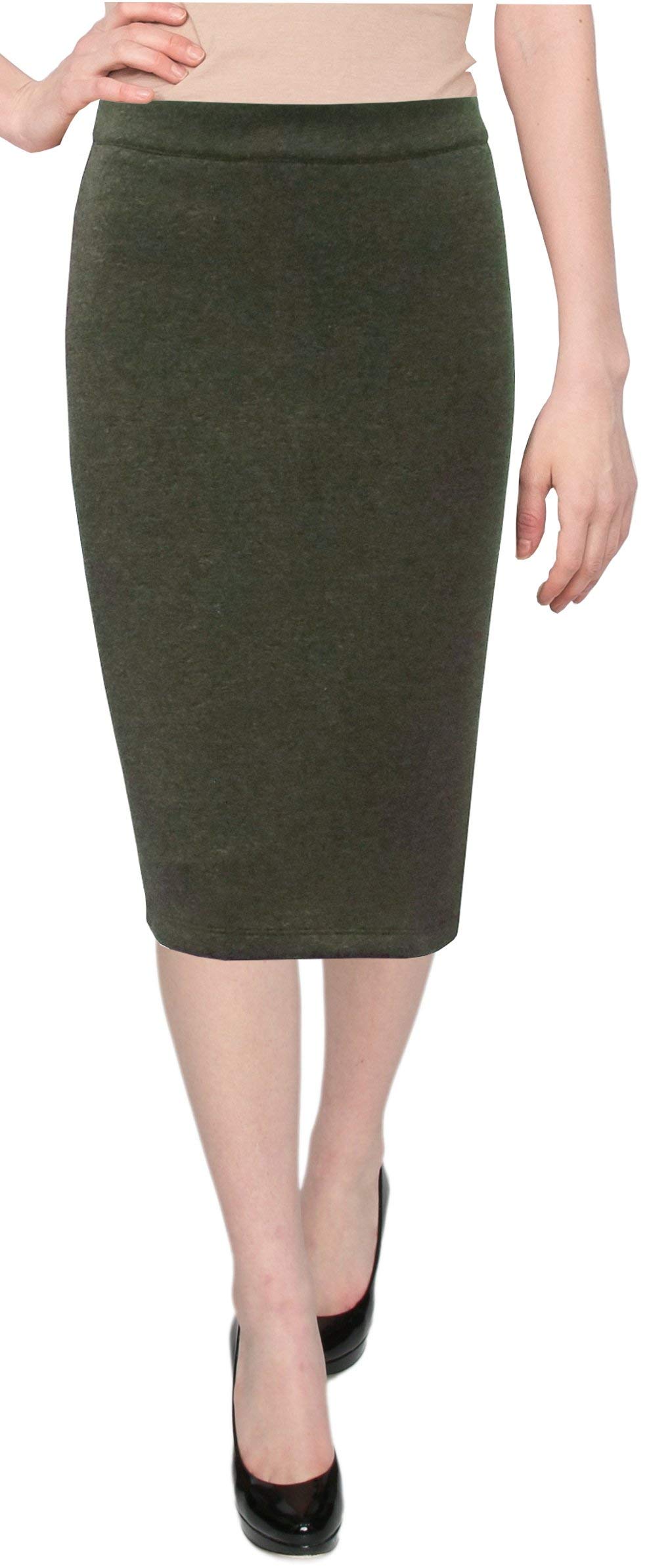 Baby'O Women's Stretch Bodycon Pencil Skirt - Office & Formal Wear