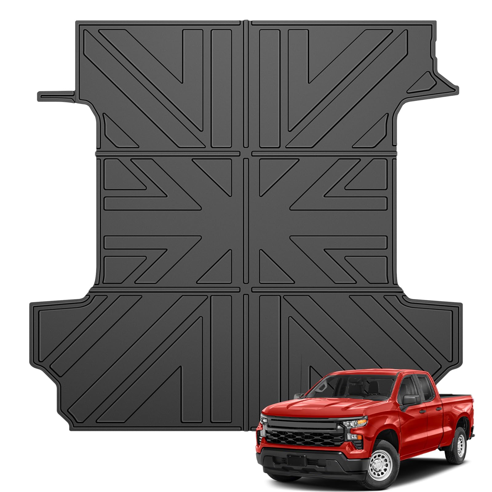 Heavy Duty Truck Bed Mat for 2019-2025 Chevy Silverado & GMC Sierra 1500 5.8FT Crew Cab Short Bed | All-Weather Anti-Slip Bed Liner | Durable Cargo Protection Mat | Perfect for Hauling, Camping & Off-Road Adventures