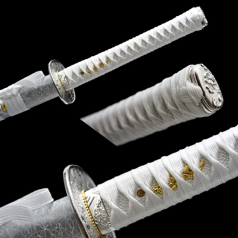 Authentic Full Tang Katana Sword - Hand Forged Manganese Steel Samurai Sword with Purple Scabbard | Japanese Martial Arts, Cosplay, and Collectible Display