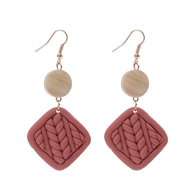 Handmade Polymer Clay Rattan Flower Earrings for Women - Lightweight Boho Geometric Drop Dangle Earrings - Cute Dainty Jewelry Gift for Girls - Perfect for Parties, Weddings & Everyday Wear