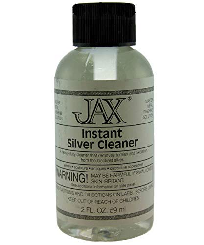 Jax Instant Silver Cleaner Solution - 2 oz Bottle for Fast & Effective Silver Jewelry, Utensils & Antique Cleaning - Perfect for Home, Travel & Gift Use