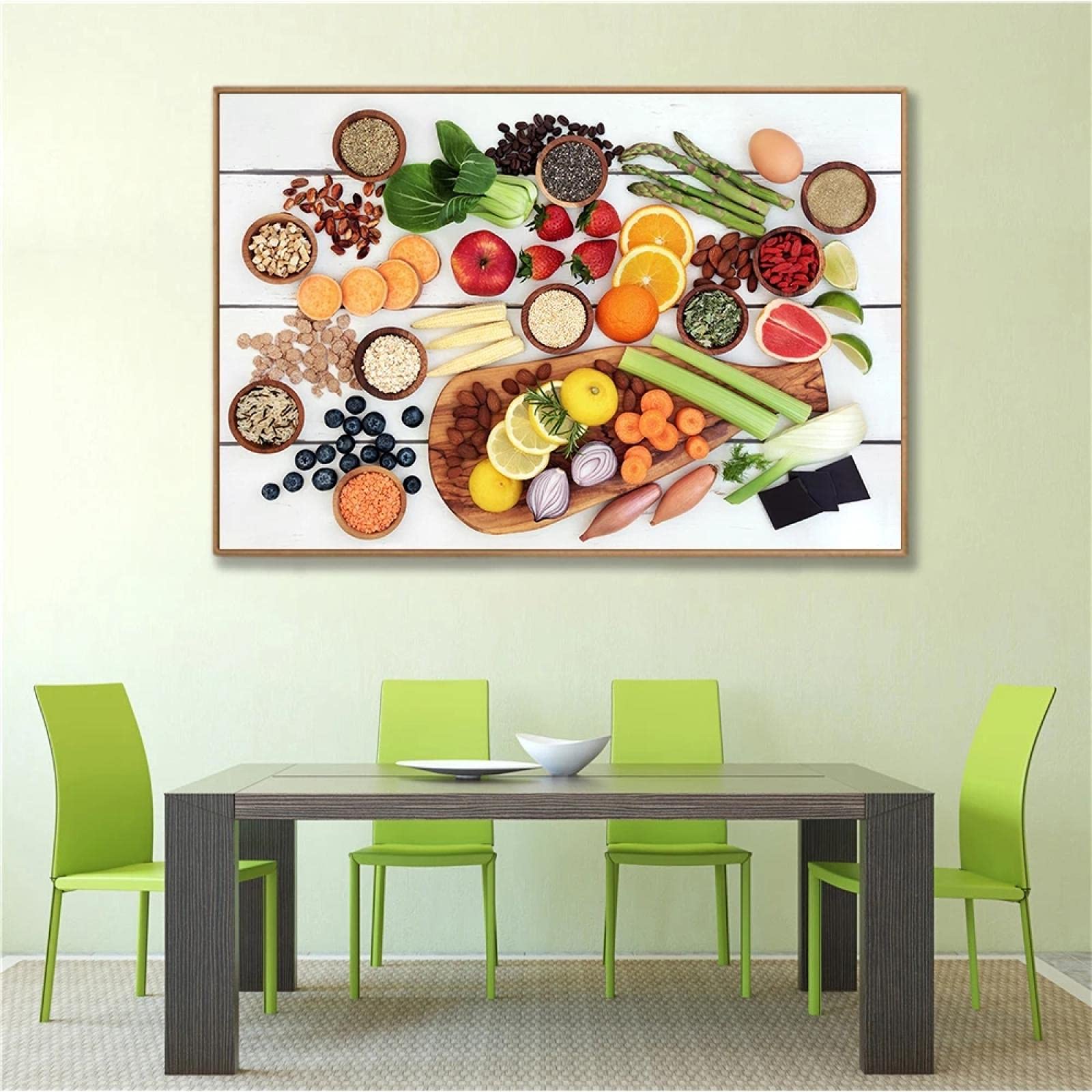 Vegetable and Fruit Canvas Wall Art - Modern Kitchen Posters & Prints for Dining Room Decor - 50x75cm Frameless Artwork - Perfect for Farmhouse, Restaurant & Home Decor