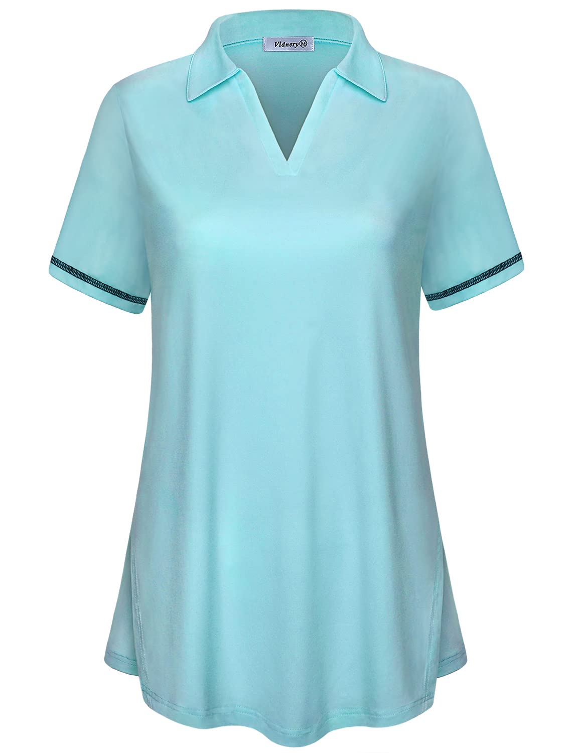 Vldnery Women's Short Sleeve V-Neck Golf Shirts - Loose Fit Breathable Polo T-Shirts for Golf, Tennis, Workout & Casual Wear