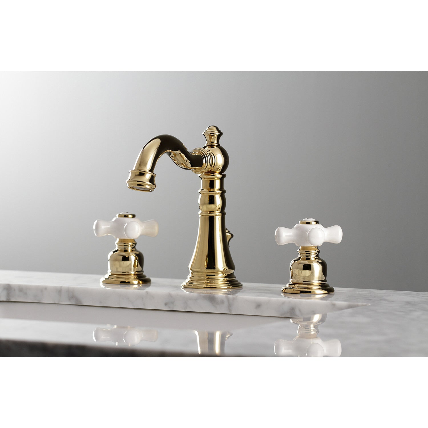 American Classic FSC1972PX 3-Hole Widespread Bathroom Faucet with Pop-Up Drain - Polished Brass Two Handle Deck Mount - Perfect for Modern Bathroom Renovations & Vanity Upgrades