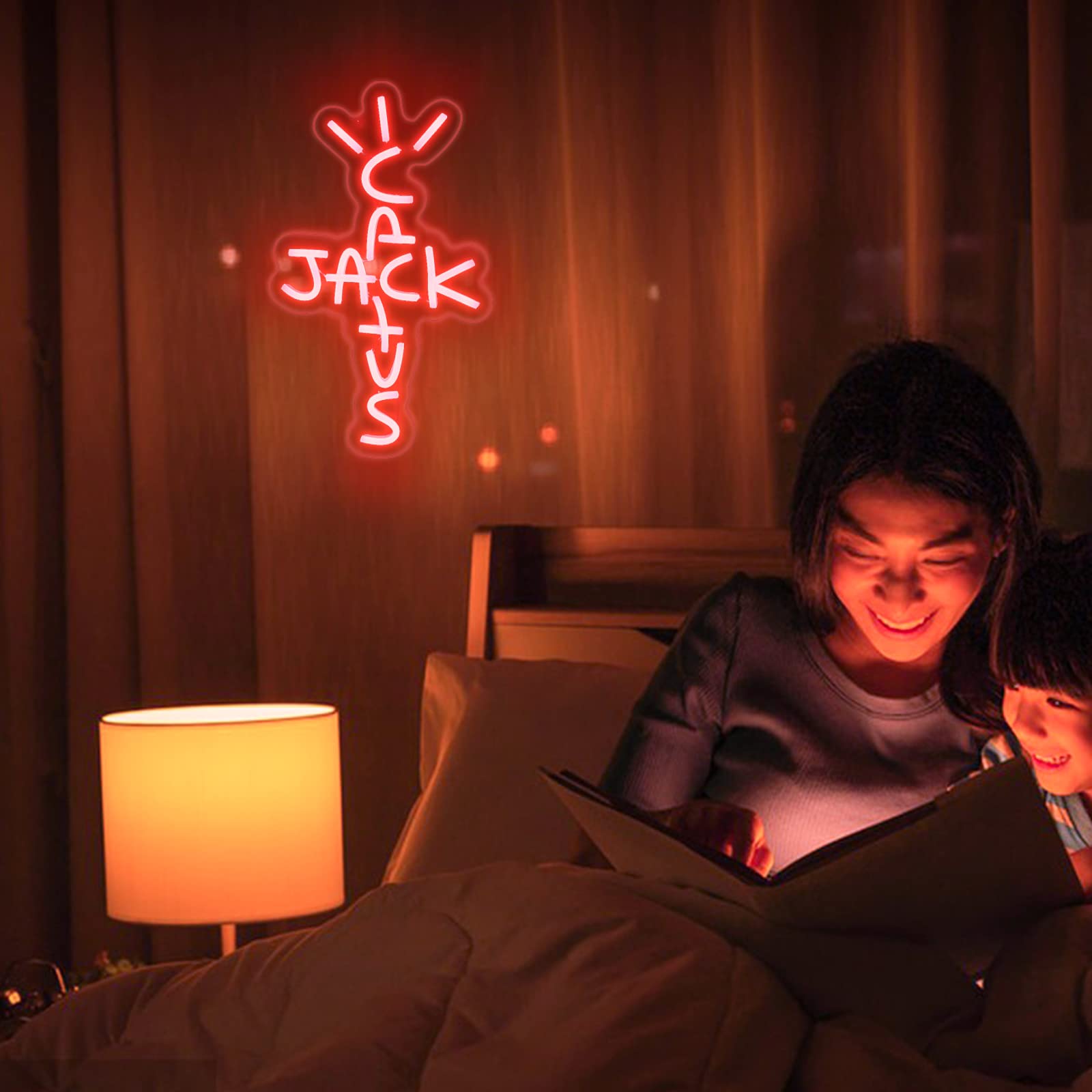 Cactus Jack Neon Sign - Red LED Wall Art for Bedroom, Home Bar & Pub Decor | USB Powered Rap & West Coast Themed Party Light