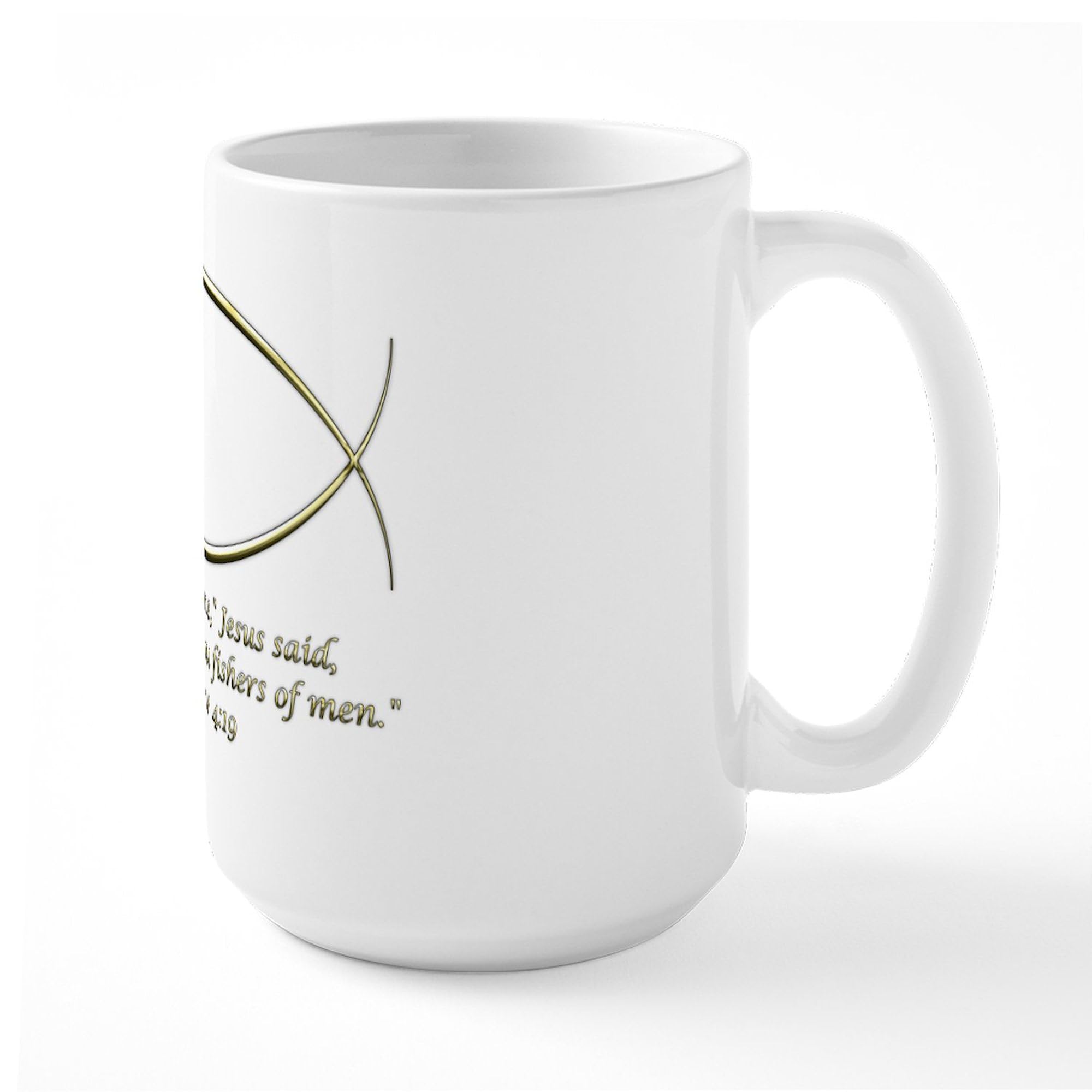 Matthew 4:19 Bible Verse Coffee Mug - 15 oz Large White Ceramic Cup for Home, Office & Church - Inspirational Christian Gift for Men & Women