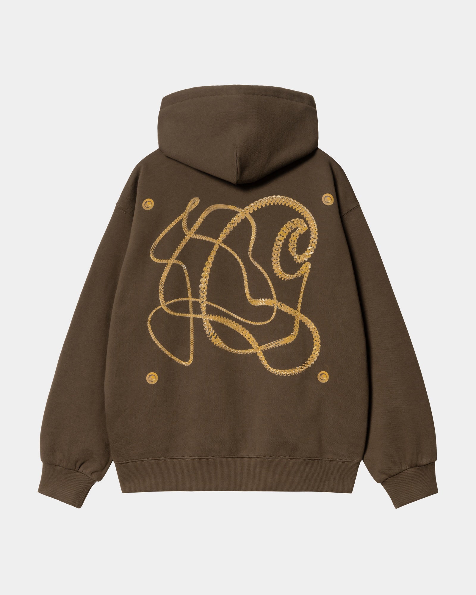 Liberica Hooded Charm Link Sweatshirt - Gold Stone Washed Cotton Pullover for Women | Casual Streetwear & Loungewear