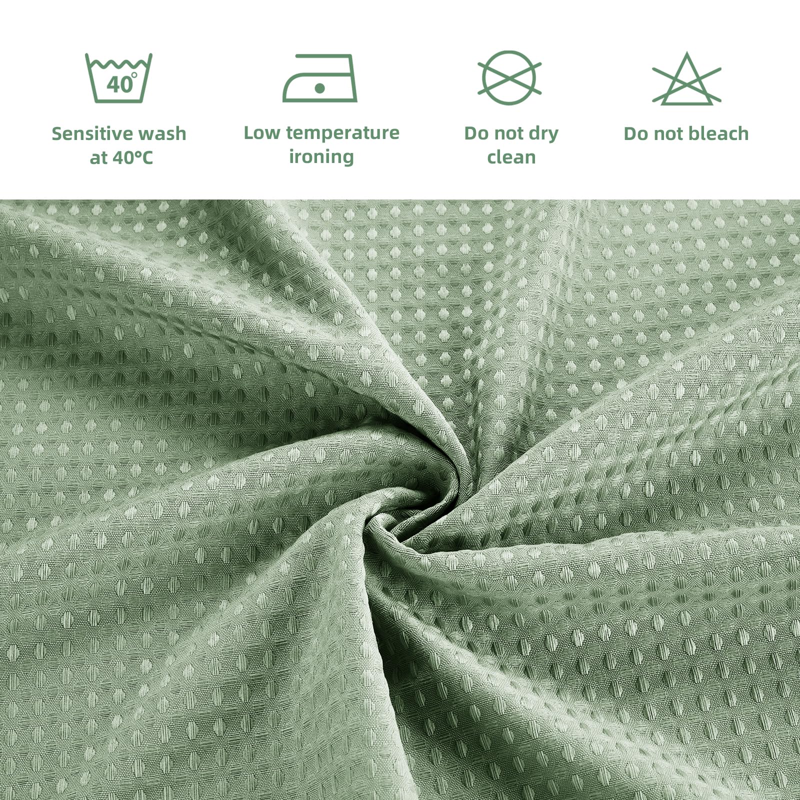 Waffle Weave Shower Curtain Set with Fabric Liner & Clear Plastic Liner - Includes 12 Rustproof Stainless Steel Hooks for Bathroom Decor - Perfect for Modern, Farmhouse & Spa-Style Bathrooms