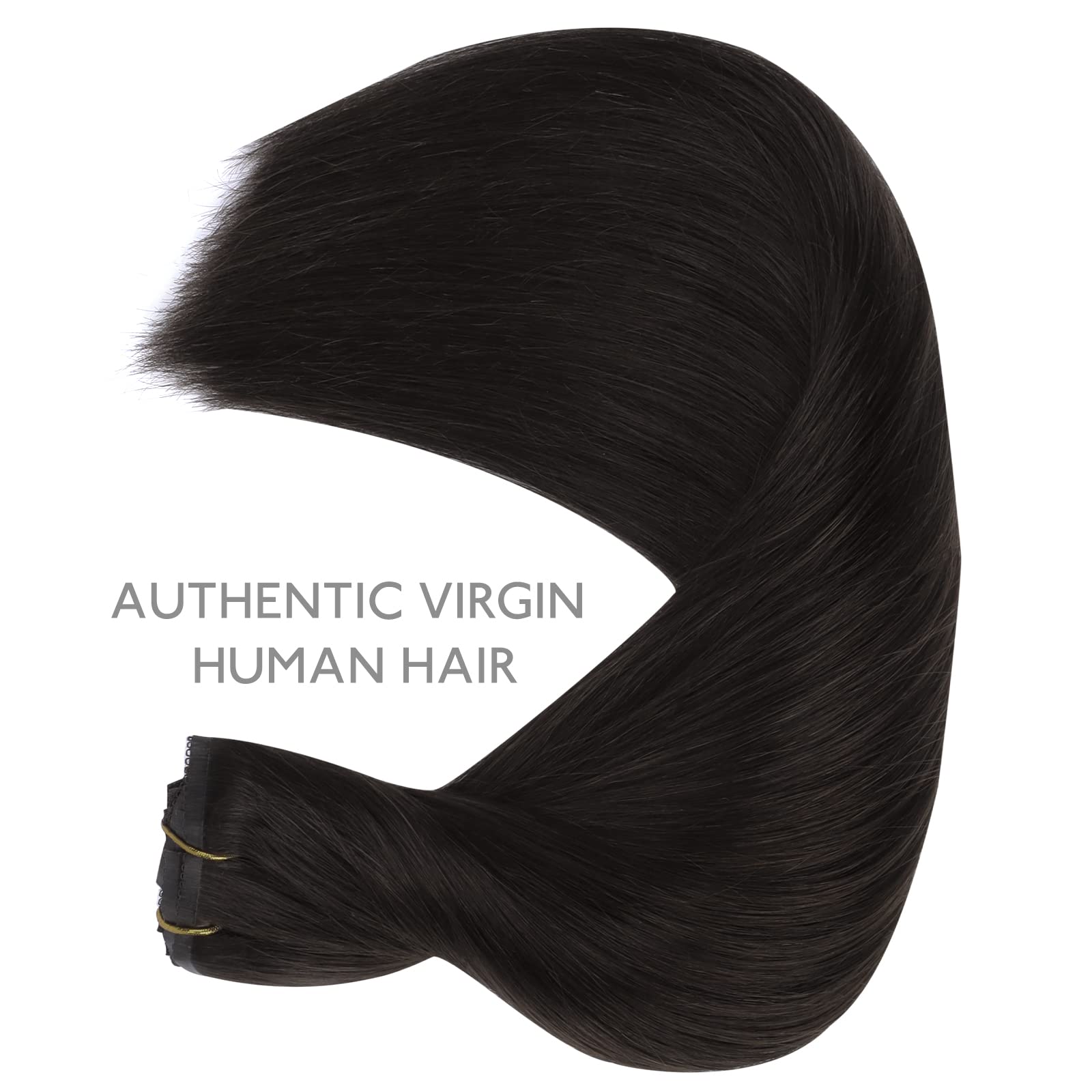 WENNALIFE Genius Seamless Clip-in Human Hair Extensions 7pcs - Ultra Invisible 50% Thinner Dark Brown Real Human Hair for Volume & Length - Perfect for Parties, Weddings & Daily Styling