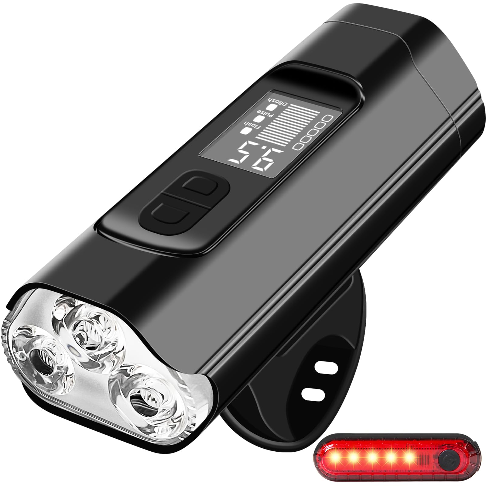 12000 Lumen Super Bright Rechargeable Bike Light Set - 10000mAh LED Bicycle Headlight & Tail Light with 8 Modes (40+ Hours Runtime) for Night Riding, Commuting, and Mountain Biking Safety