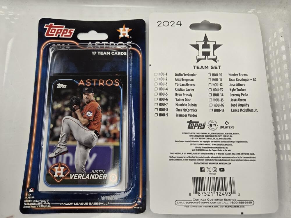 2024 Topps MLB Houston Astros Baseball Team Set - Factory Sealed Retail Edition with 17 Cards | Unique Numbering Different from Regular Topps Packs | Perfect for Baseball Card Collectors and Houston Astros Fans