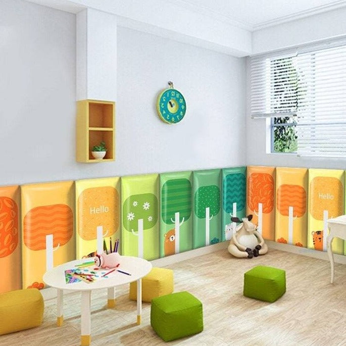Kids Wall Padded Safety Cushions - Spring Blossom Tree Design for Nursery & Playroom (Soft Corner Protectors for Toddler Safety)