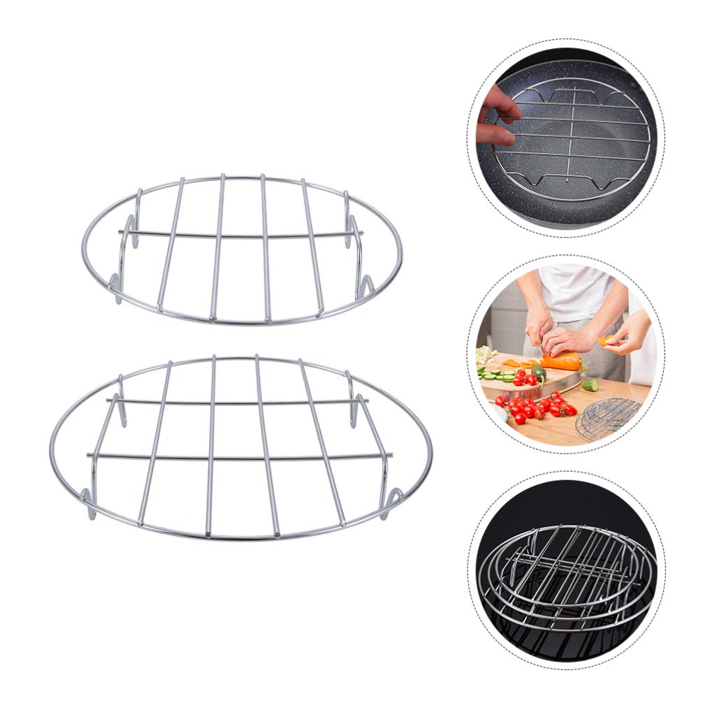 Hemoton 2-Pack Stainless Steel Steamer Rack - Multi-Functional Reusable Kitchen Steamer for Cooking, Food Steaming, Vegetables & Dumplings - Perfect for Stovetop, Instant Pot & Meal Prep