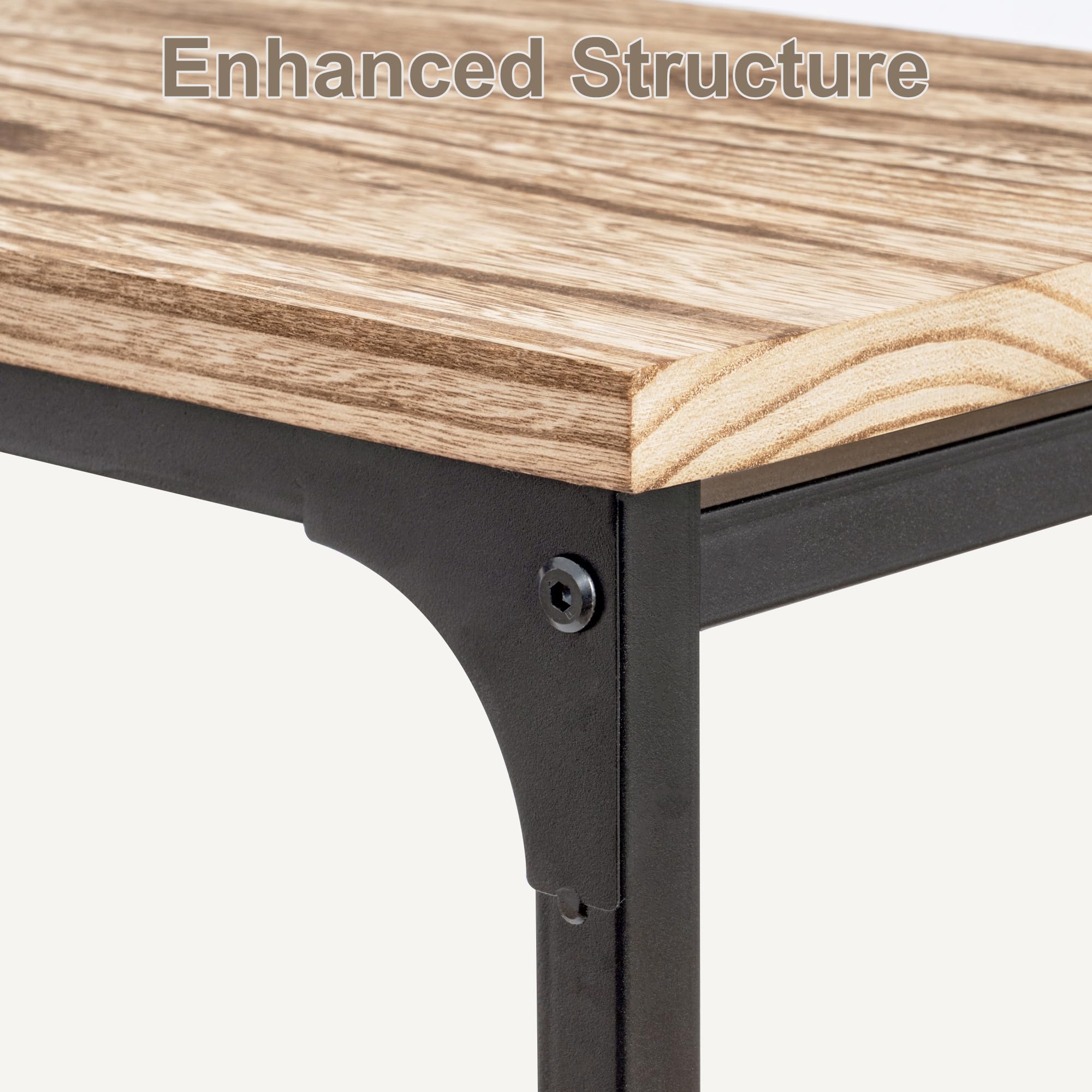 Rustic Brown C-Shaped End Table Set of 2 - Narrow Sofa Side Table for Living Room, Bedroom & Small Spaces - Perfect as TV Tray, Couch Table or Nightstand
