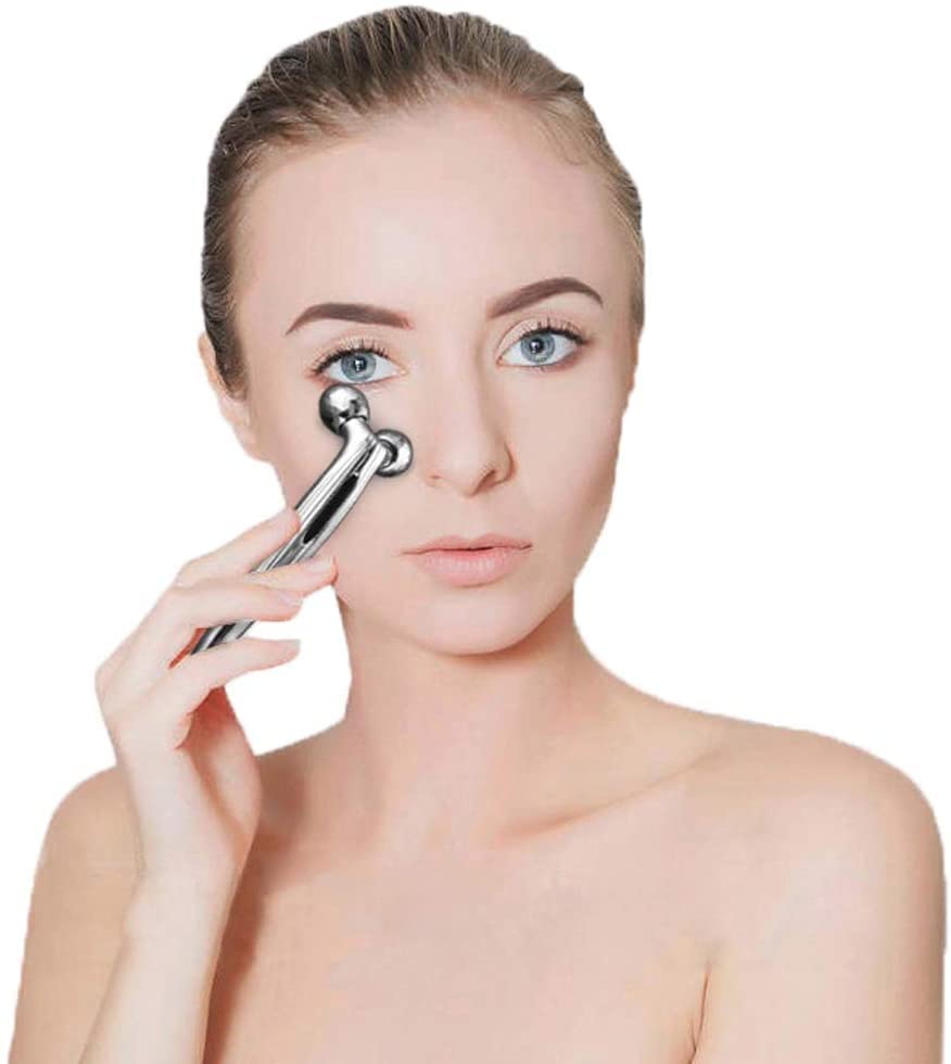 Kriaex Cooling Face Roller Massage Stick - Metal Facial Massager for Puffiness Reduction, Face Lifting & Skin Tightening | Anti-Aging Skincare Tool for Eyes & Face | Perfect for Morning Routine, Spa Days & Travel Skincare
